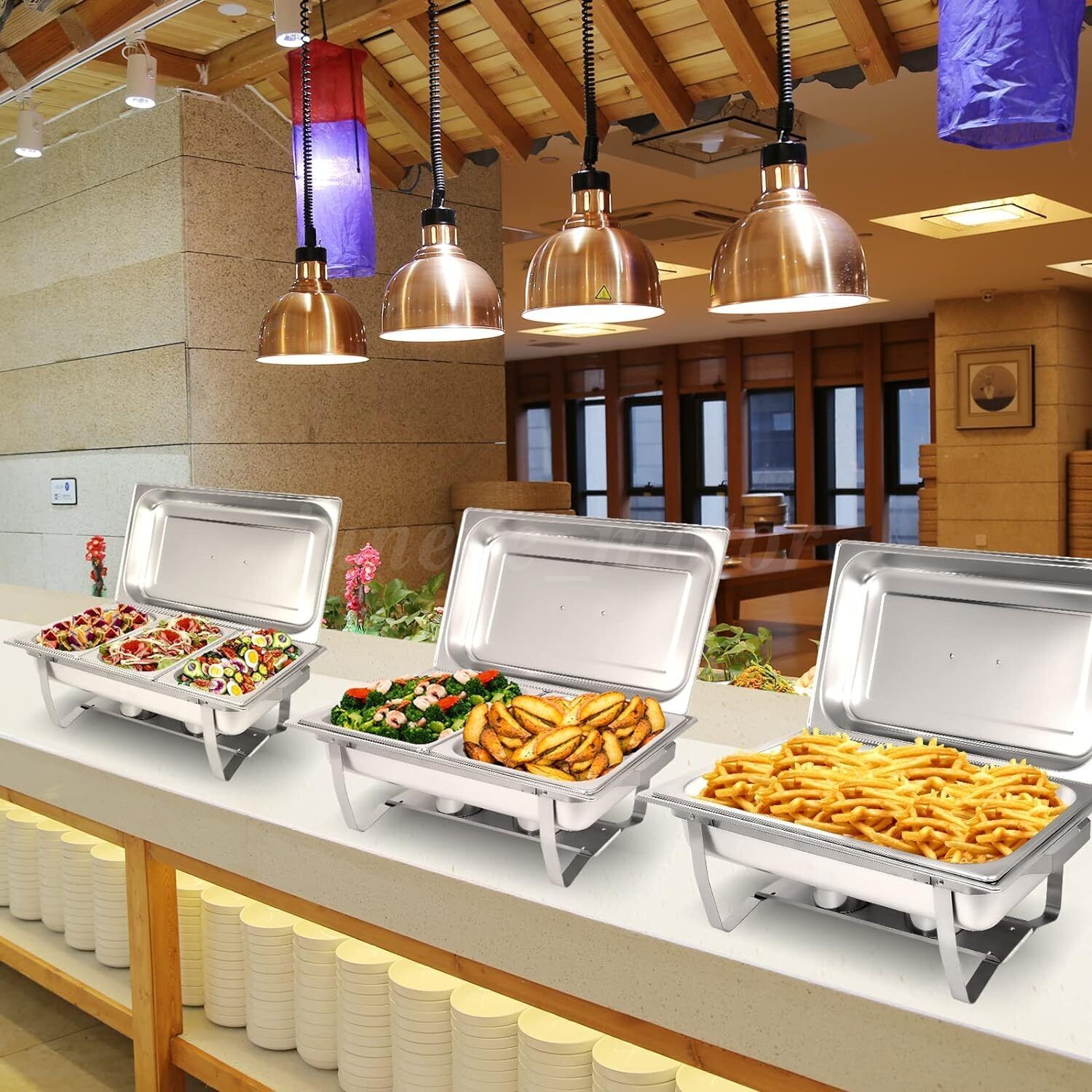 6/8/10X 9Qt Chafing Dish Buffet Set 316 Stainless Steel Chafer for Catering full