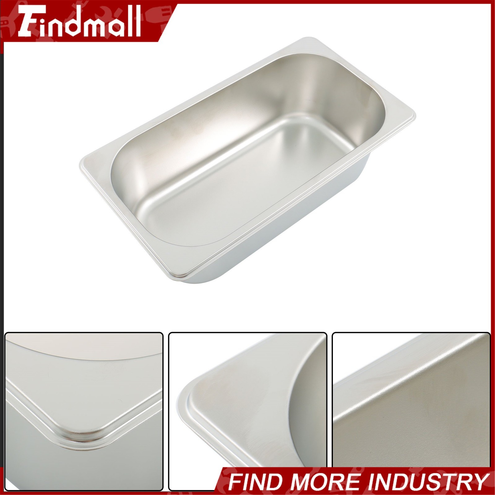 Findmall 2 pcs 1/3 Size Hotel Pan Lid 3.6 Inch Deep Stainless Steel Steam Table