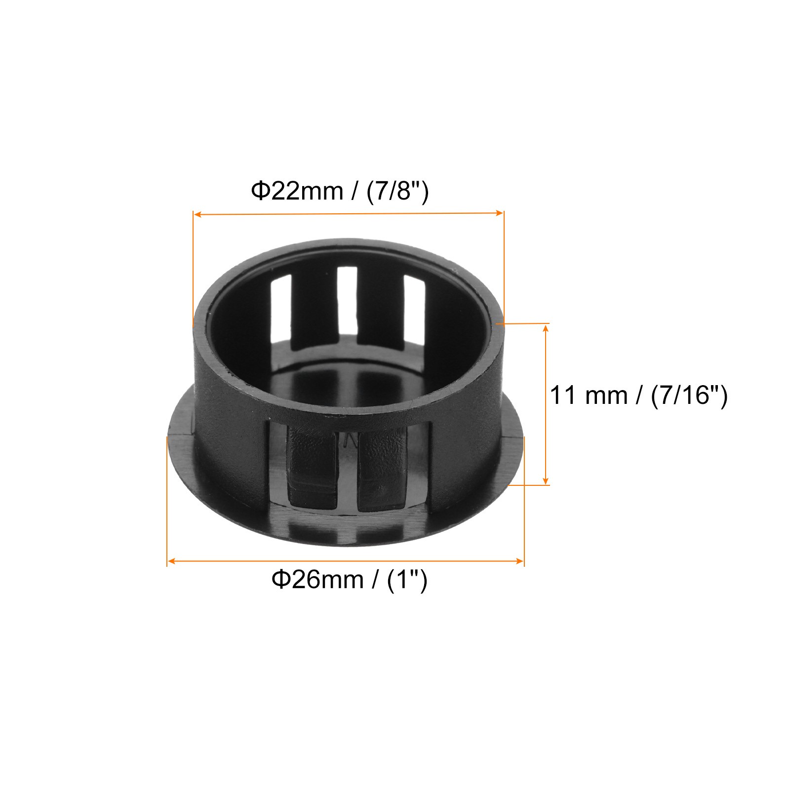 32Pcs 22mm(7/8′) Black Nylon Plastic Round Locking Hole Plugs Insert End Caps