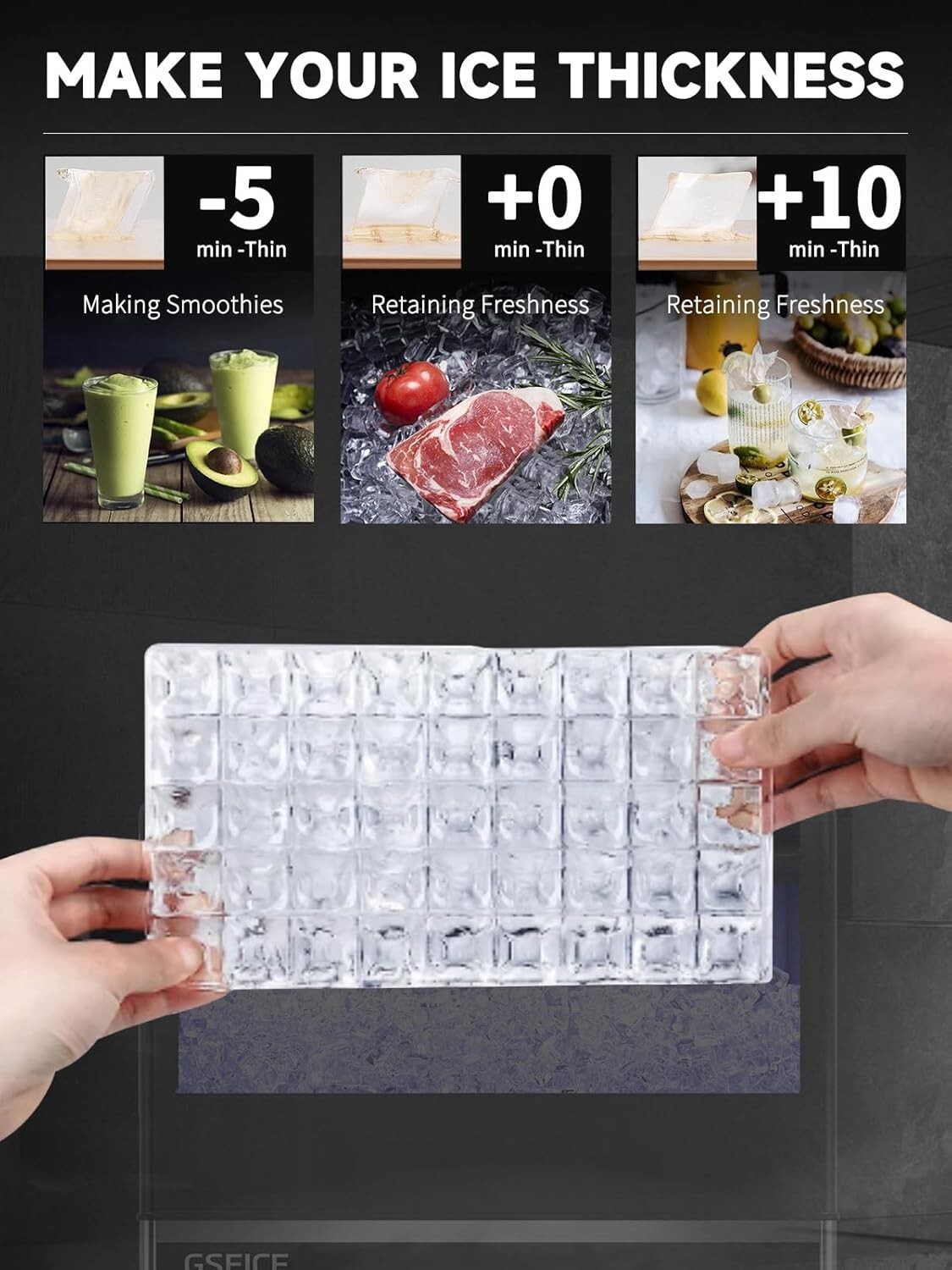 Freestanding Stainless Steel Ice Maker – 80lbs Ice Production, Quiet Operation