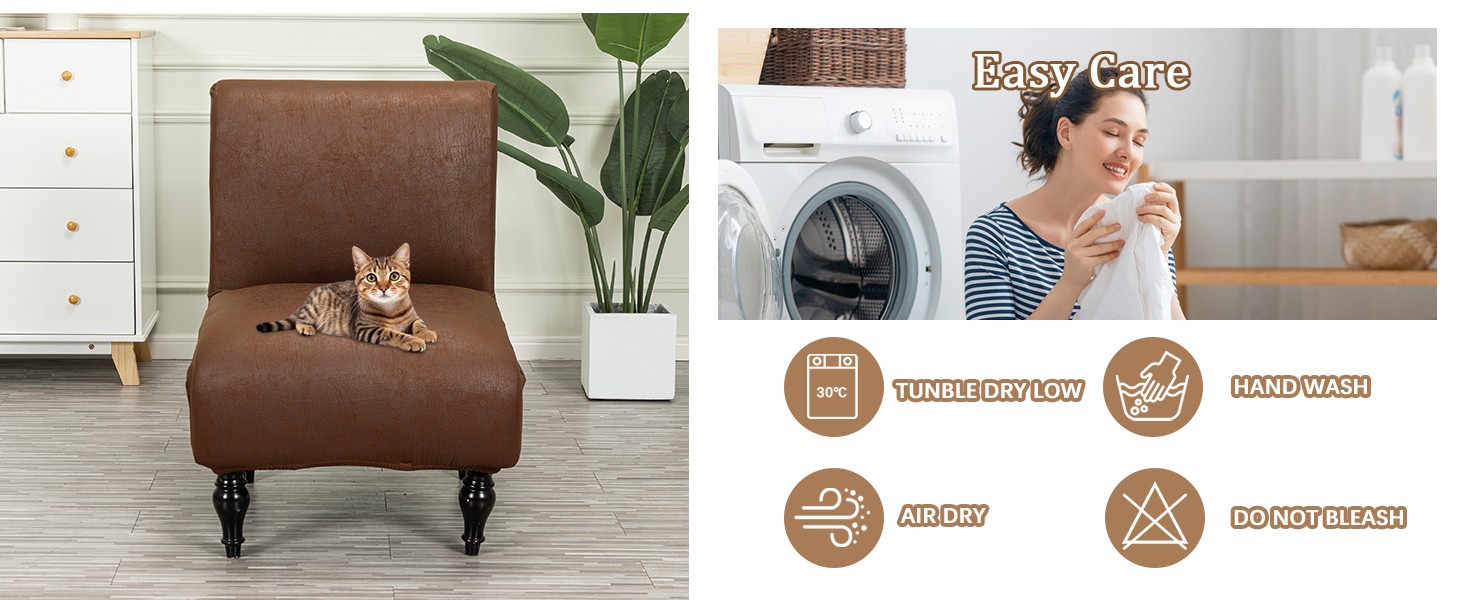 Armless Accent Chair Cover Slipcover, Stretch Spandex Chair Covers for Living