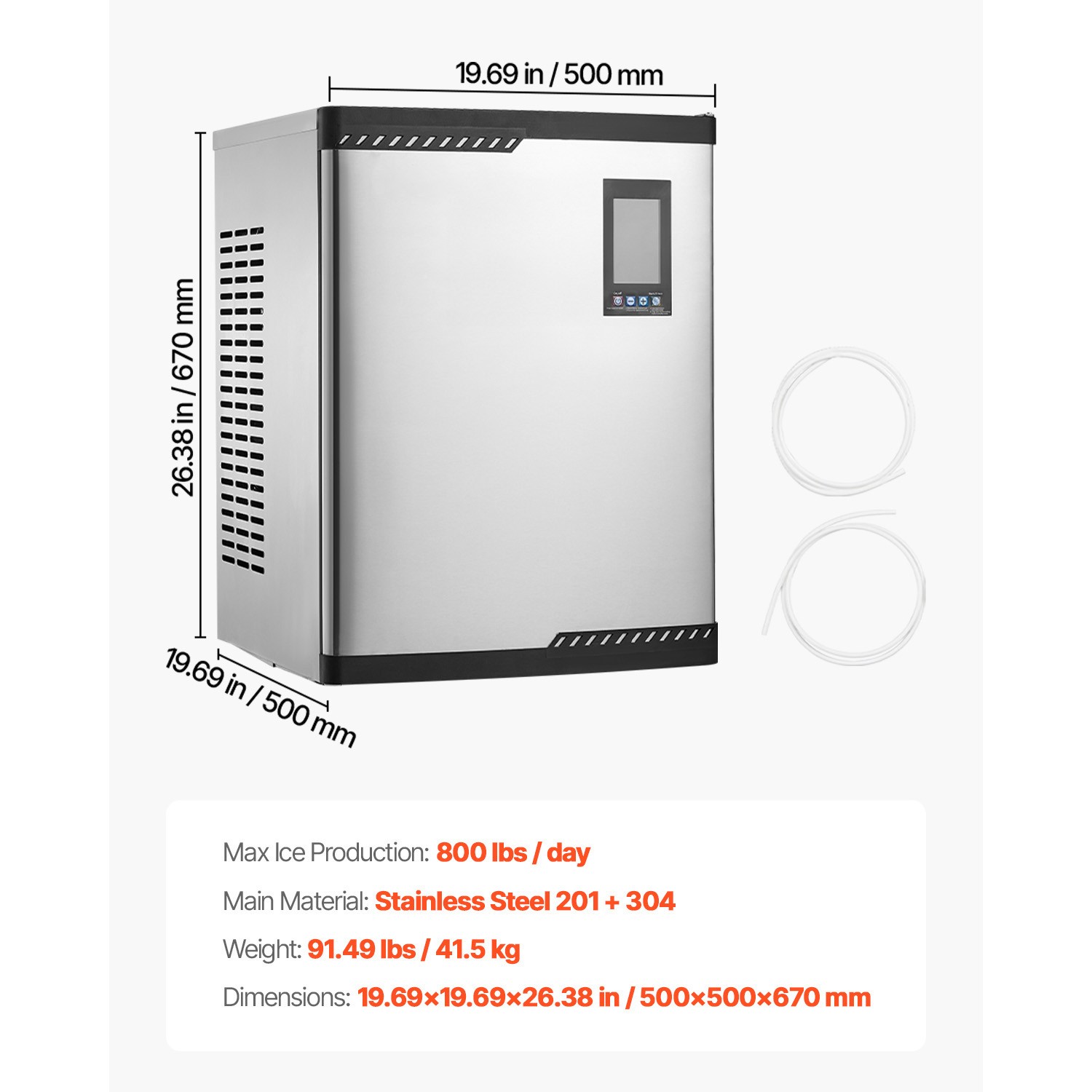 Uimoso Commercial Ice Maker Machine – 800 lbs/Day with Self-Cleaning Function