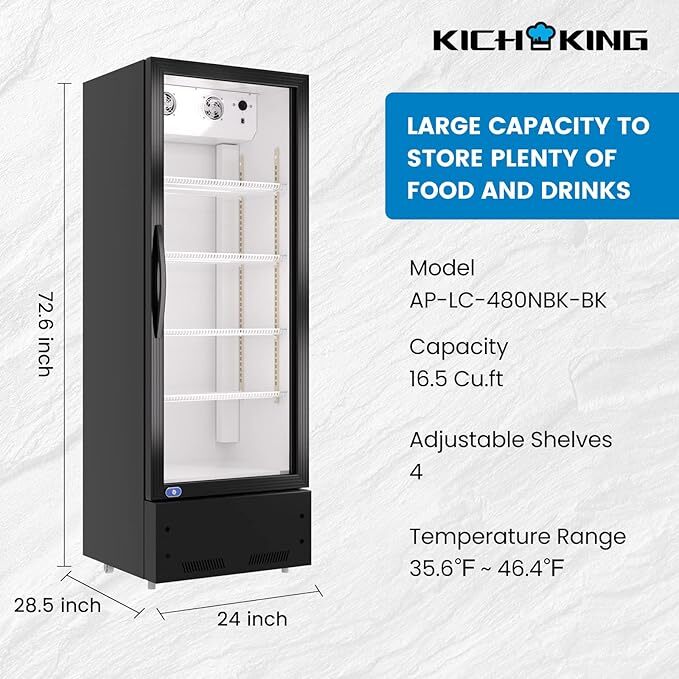 16.5 Cu.Ft Merchandiser Refrigerator Commercial Cooler Upright Fridge ETL NEW