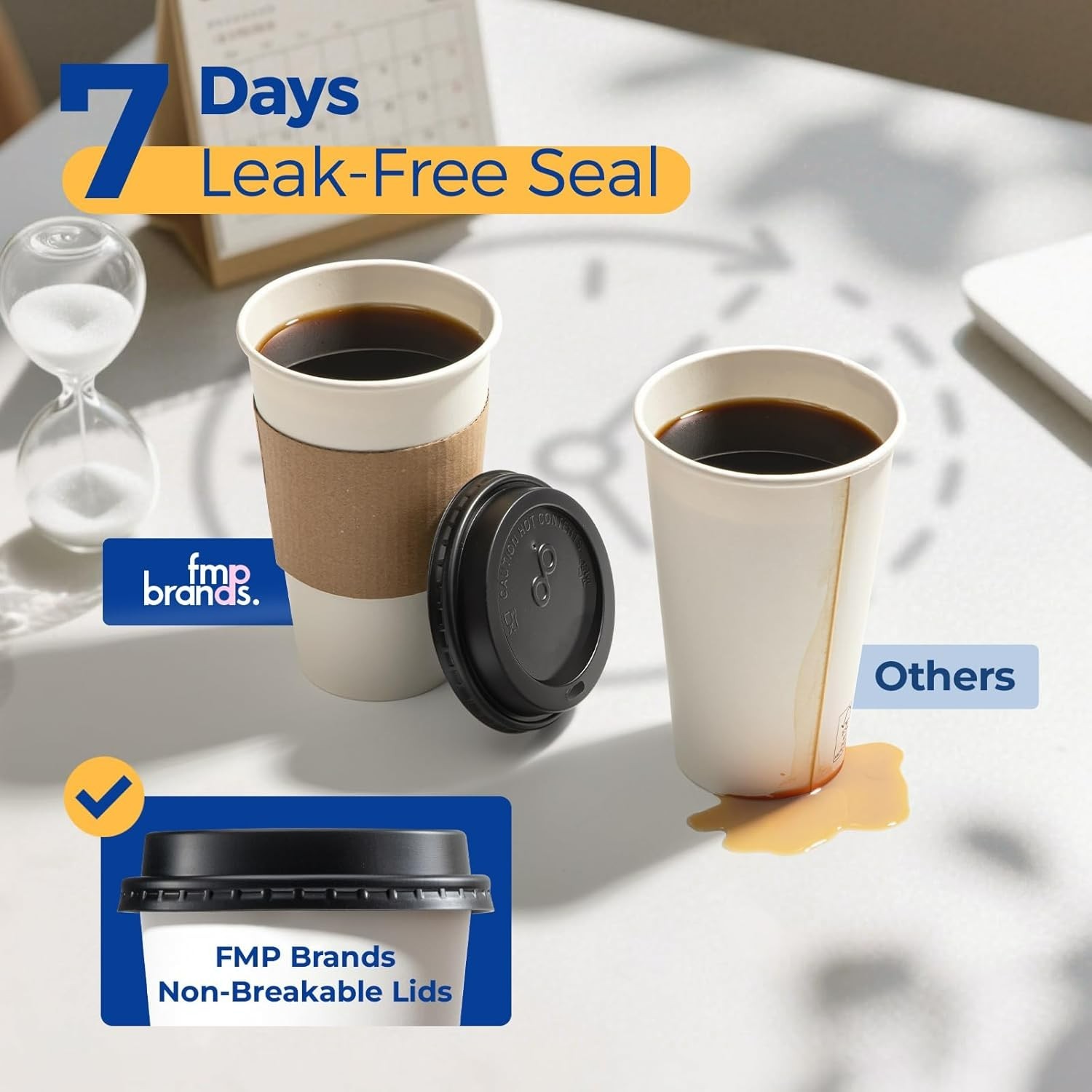 50 Pack 16 oz Disposable Leak-Proof Coffee Cups with Lids & Sleeves for Events