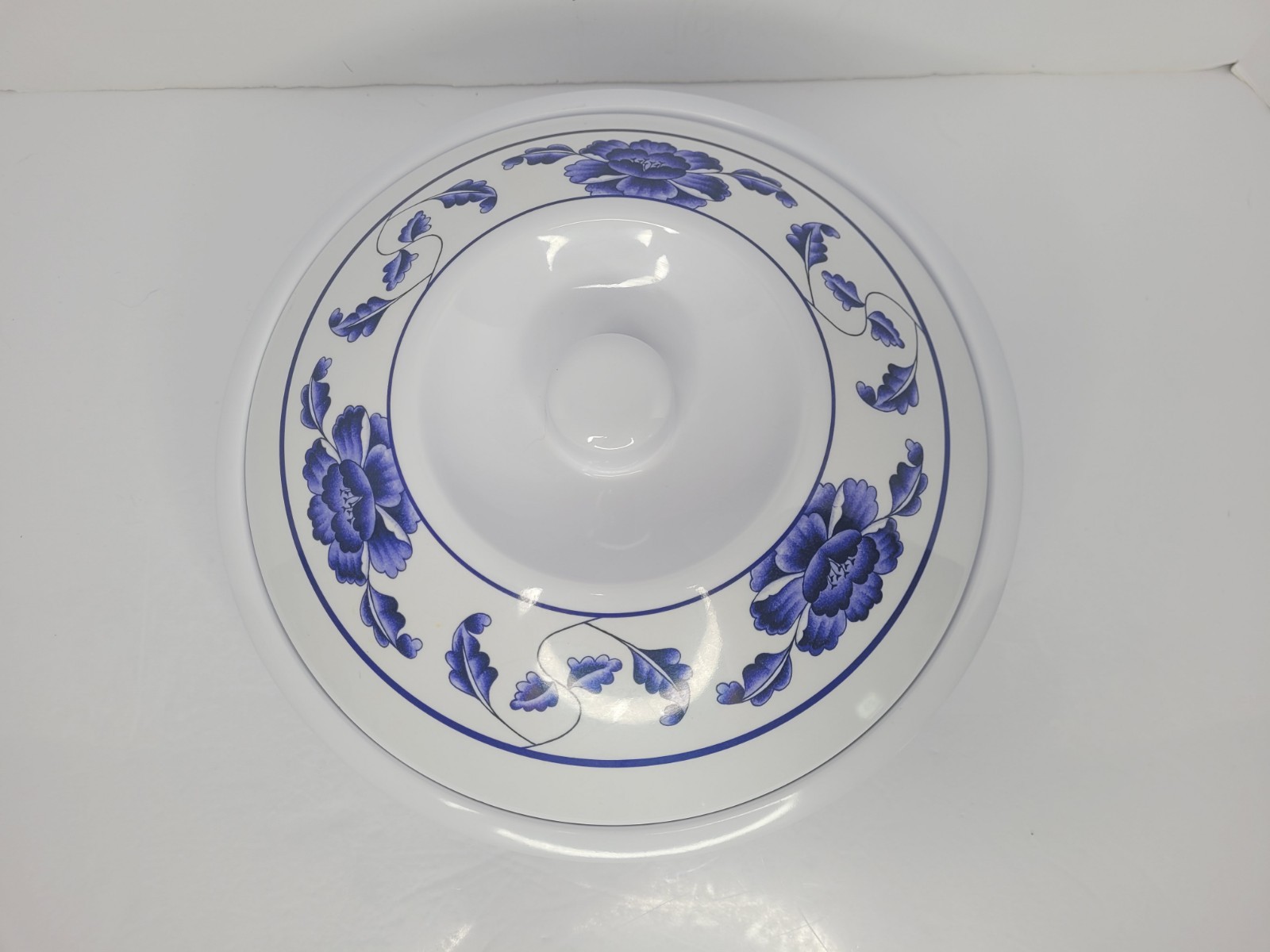 Thunder Group #8011 Blue Lotus Floral Pattern Melamine Serving Bowl W/ Lid