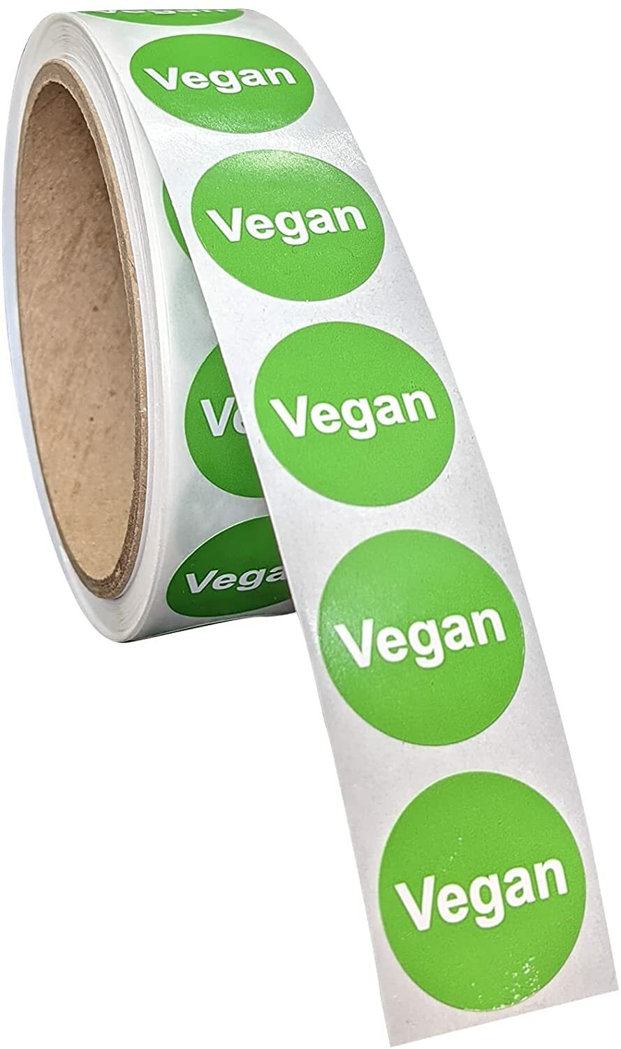Vegan Food Labels 1 Inch Round Circle Dots [500 Sticker Roll]