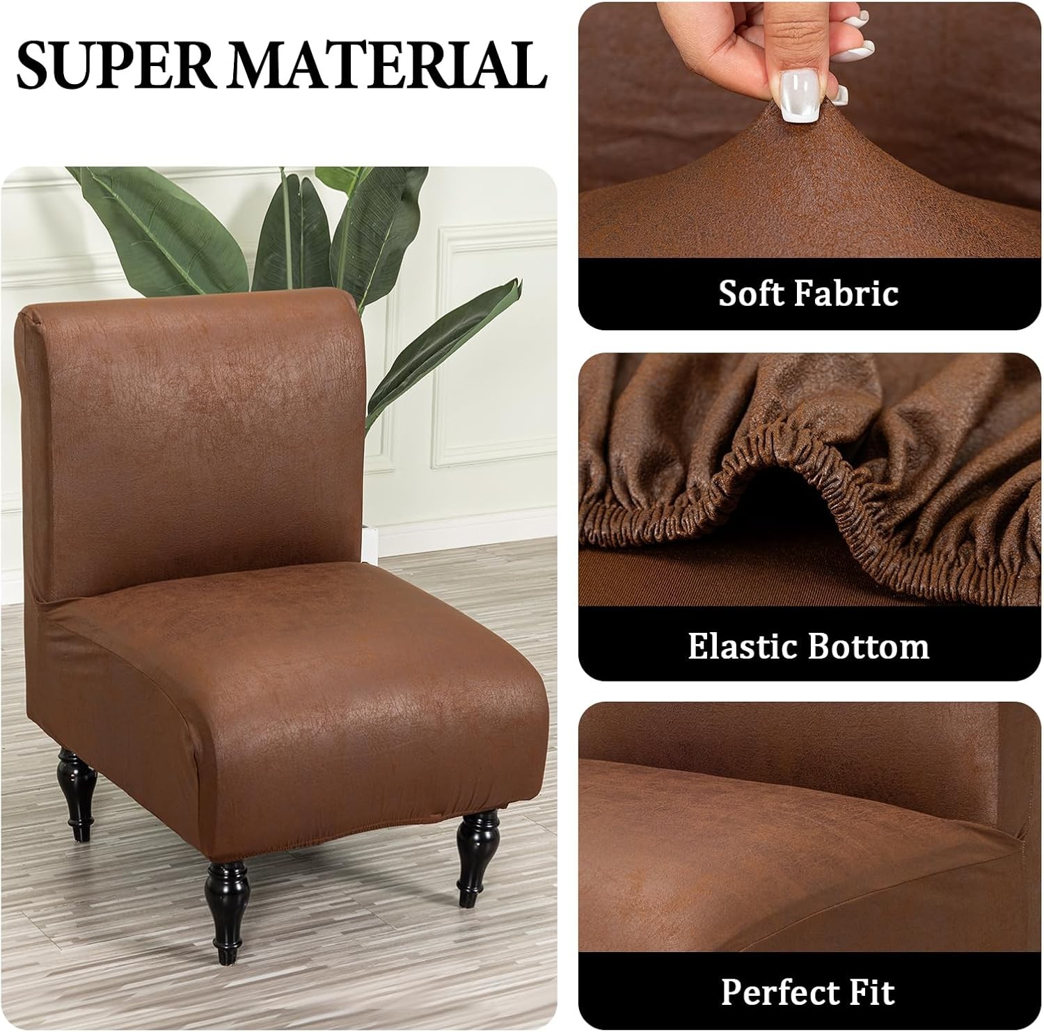 Armless Accent Chair Cover Slipcover, Stretch Spandex Chair Covers for Living