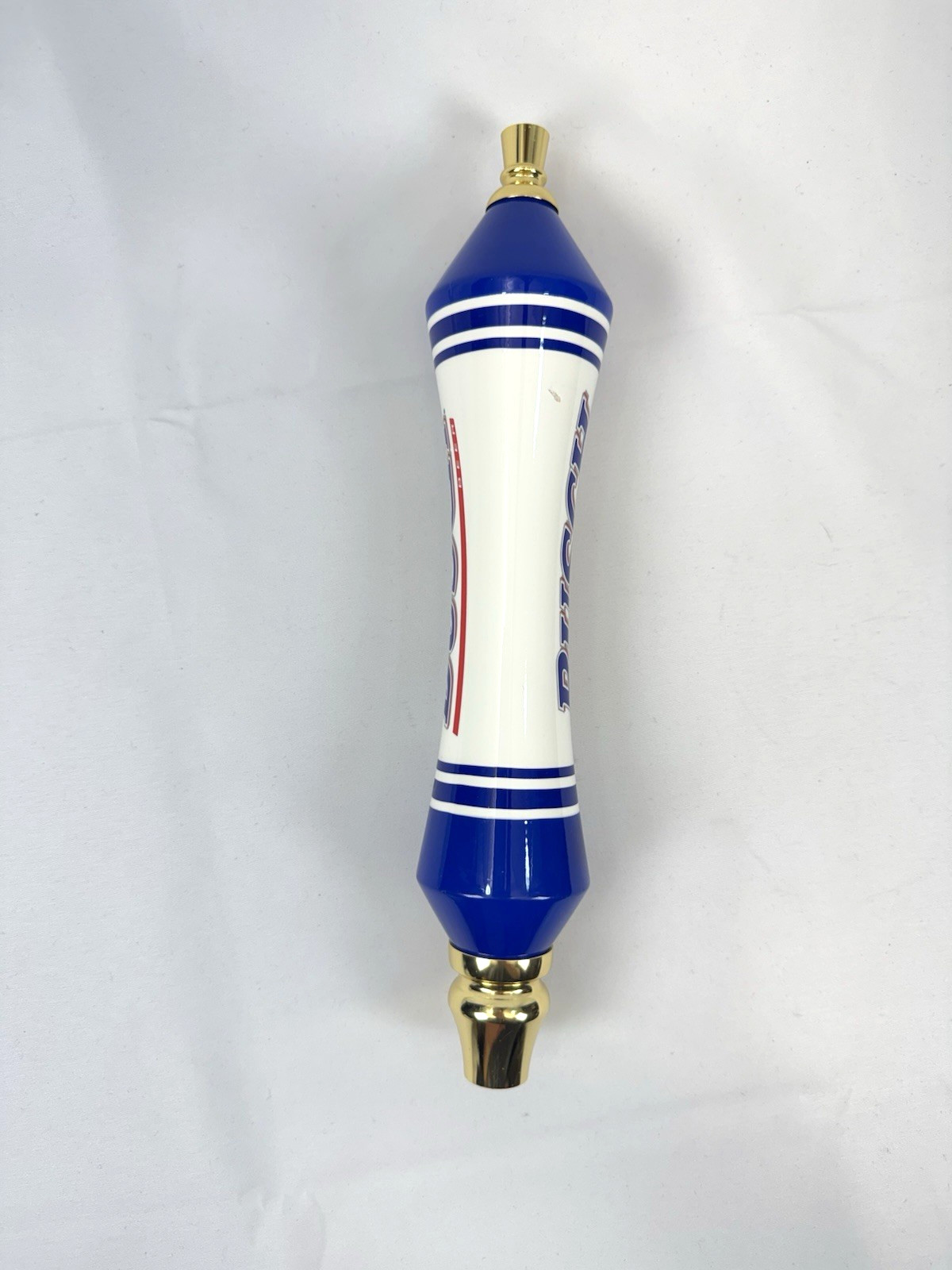 Busch Beer Tap Handle Collectible White Blue and Gold 11.5 in long