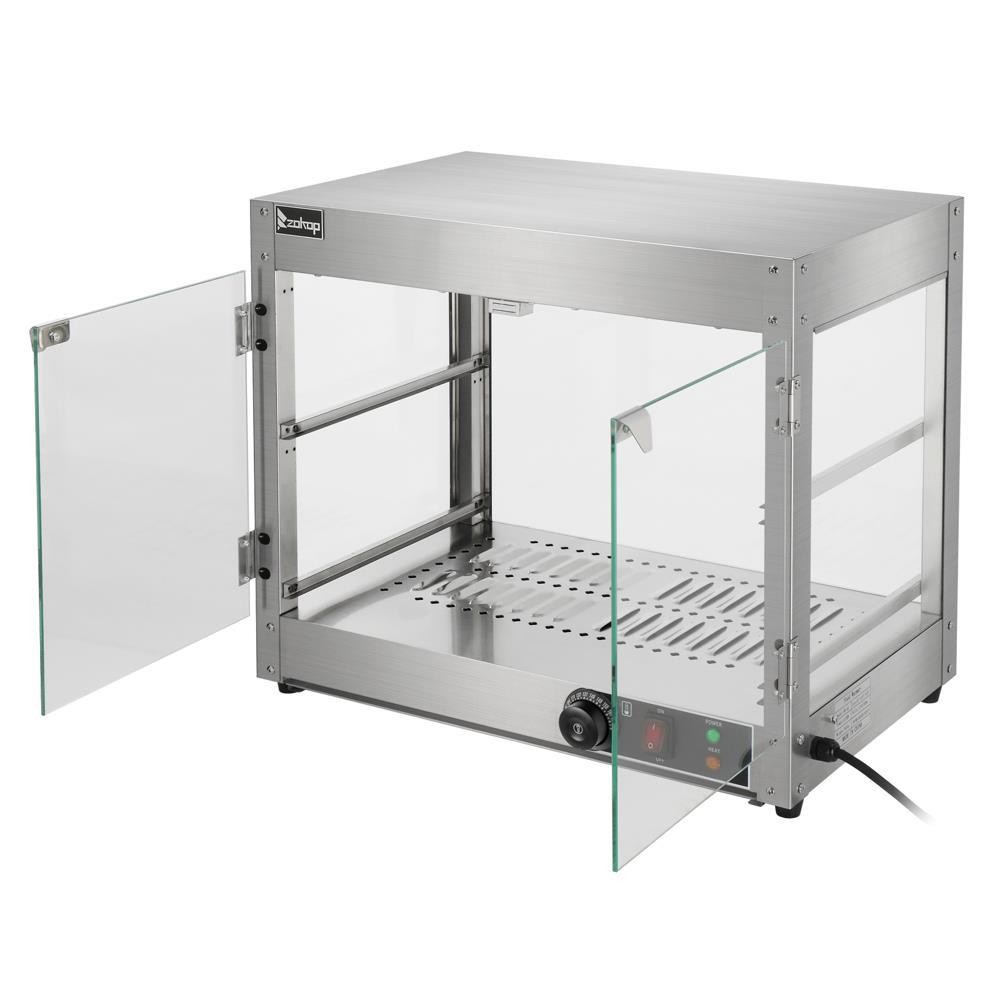 2 Tiers Electric Commercial Glass Heating Food Warm Service Pizza Display Case