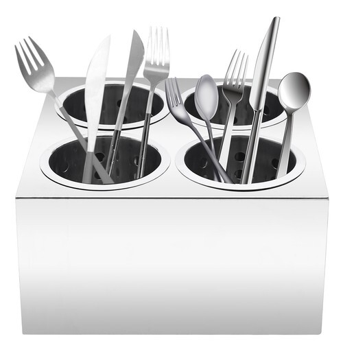 4 Hole Stainless Steel Spoon Container Flatware Holder Storage Box Kitchen USA
