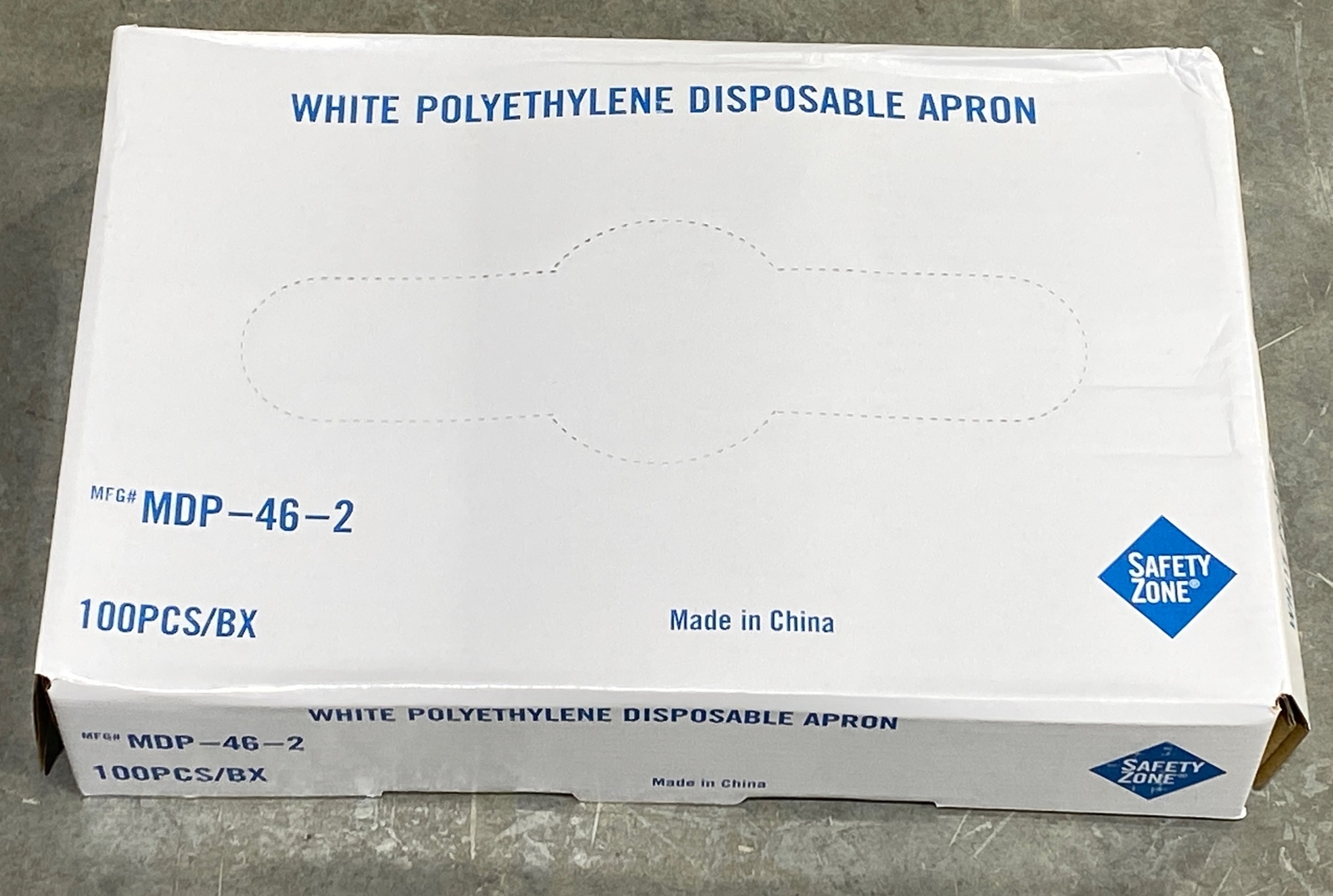 Qty. 100 The Safety Zone Polyethylene Aprons Bib Style MDP-46-2, 28”x46” Gown
