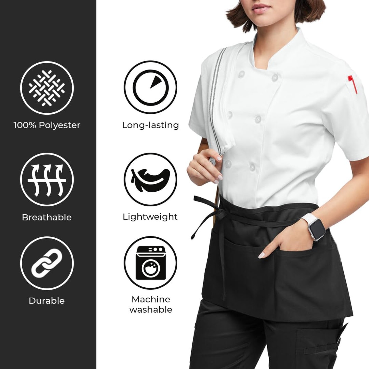Avalon Kitchen Server Aprons with 3 Pockets, 100% Polyester Waist Apron with …