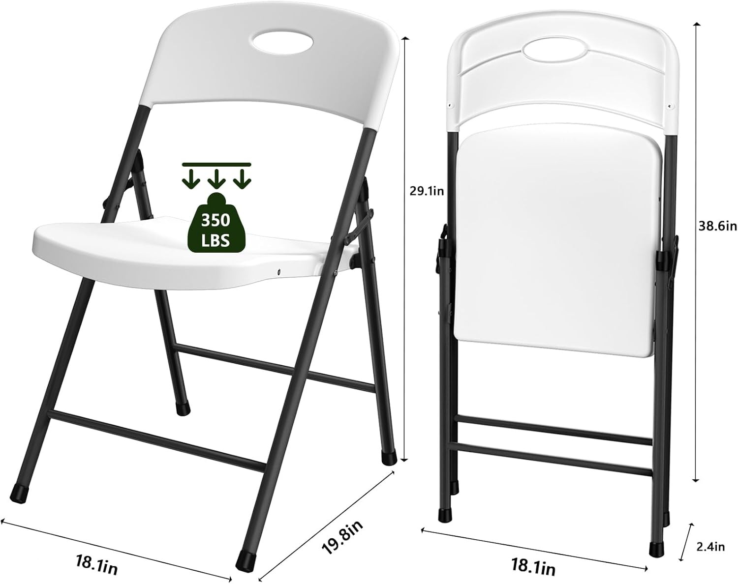 6 Pack, Outdoor Plastic Folding Chairs,Portable Capacity Heavy Duty Foldable