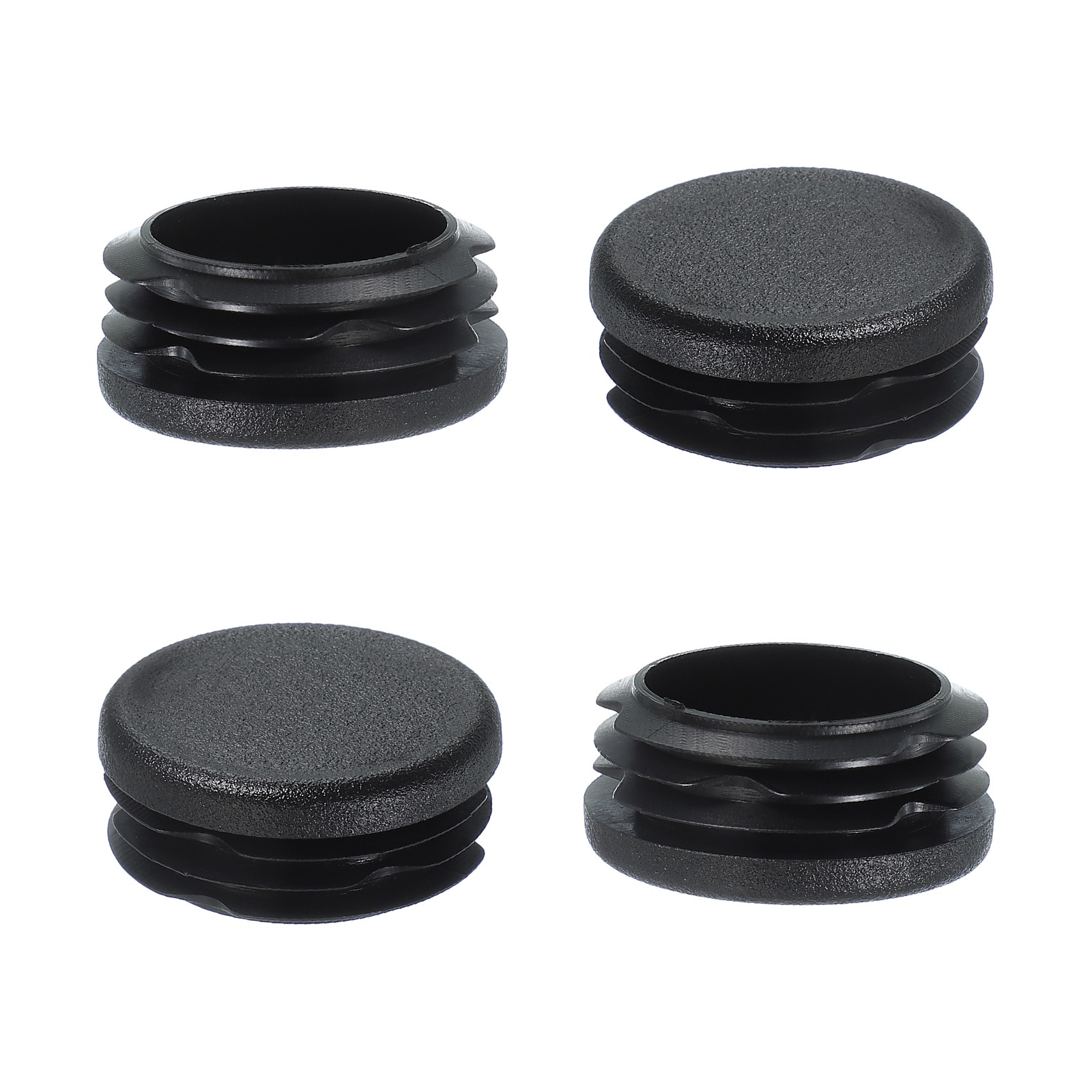 1-1/2 Inch Plastic Tubing End Caps, 4 Pcs Round Hole Plug Insert, Black