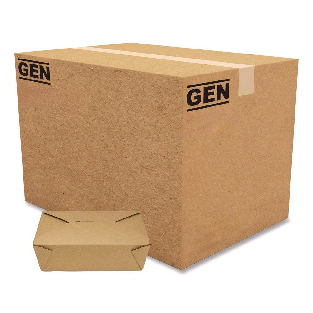 GEN PAPERBOX3 Reclosable 76 oz Paper Take-Out Box – Kraft (200/CT) New
