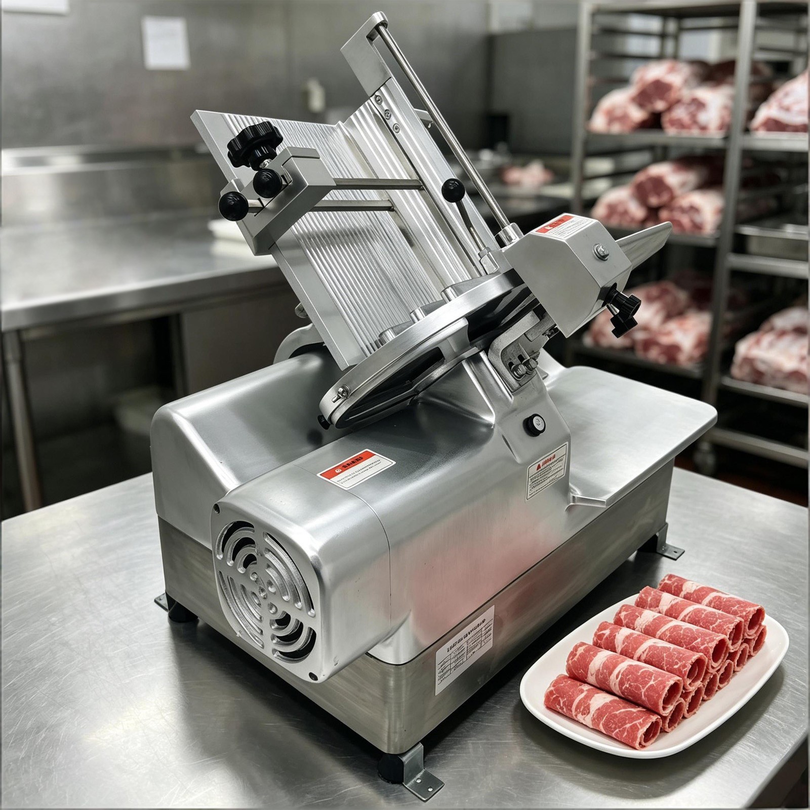 110V Electric Frozen Meat Slicer 0-15mm Adjustable Thickness Meat Slicer Cutter