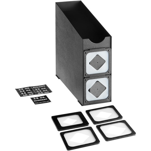 KleanTake by ServSense Black Countertop Slim Cup Dispenser Cabinet – 2 Slot