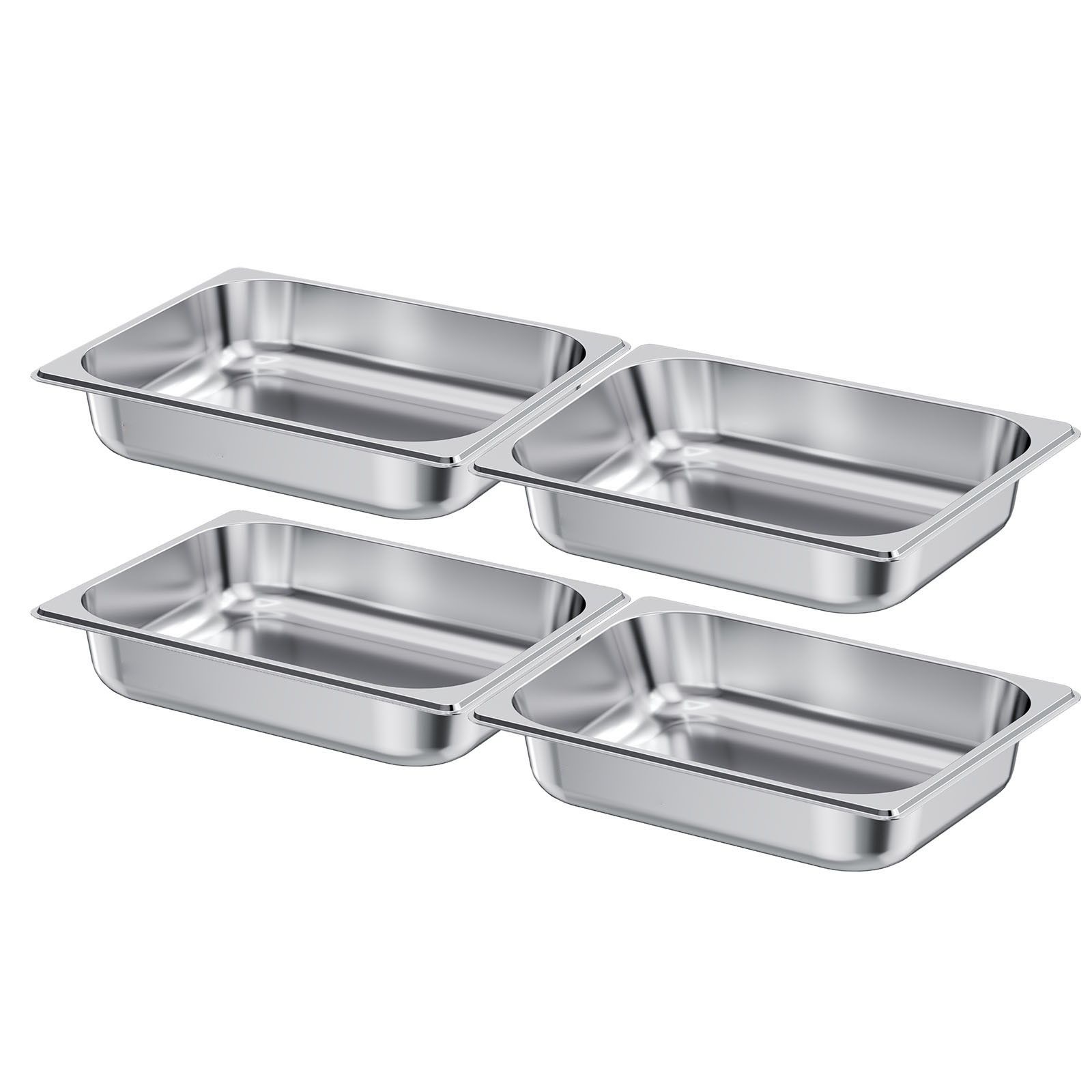 4 Pack Steam Table Pans 2.5″ Stainless Steel Hotel Pans 1/2 Size Food Service