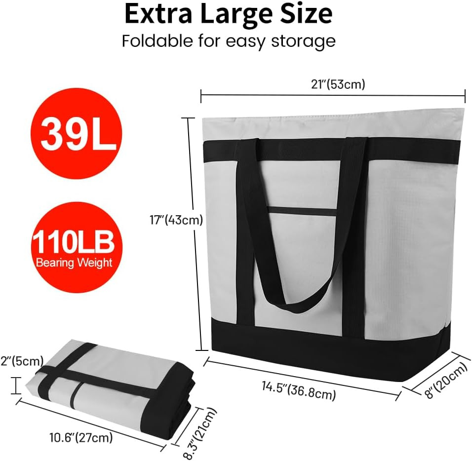Commercial Insulated Food Delivery Bag 39L, Heavy Duty Thermal Catering Tote wit