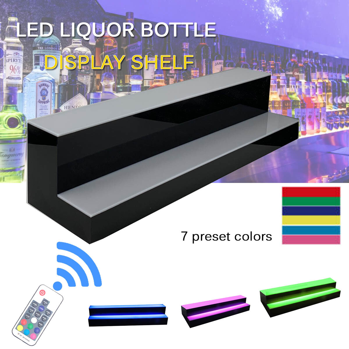 LED Lighted Liquor Bottle Display Shelf Bar Display Bottle Stand 2-3-4 Tiers