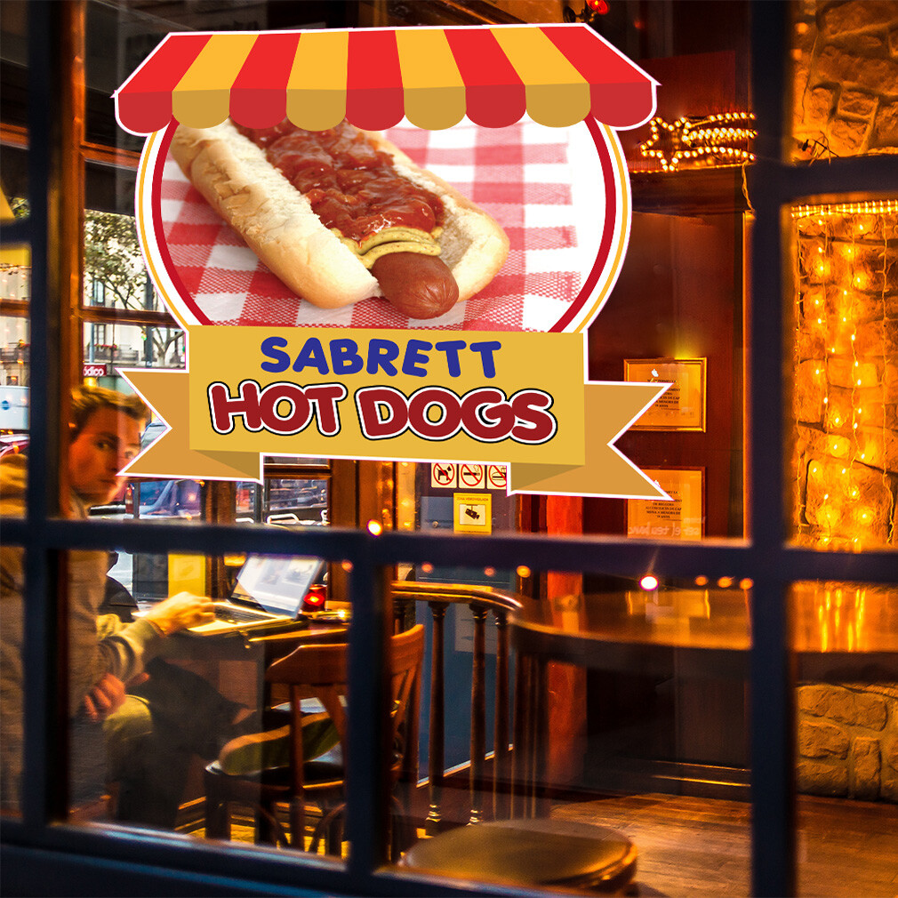 Food Truck Decals Sarbett Hot Dogs Restaurant & Food Concession Sign Red