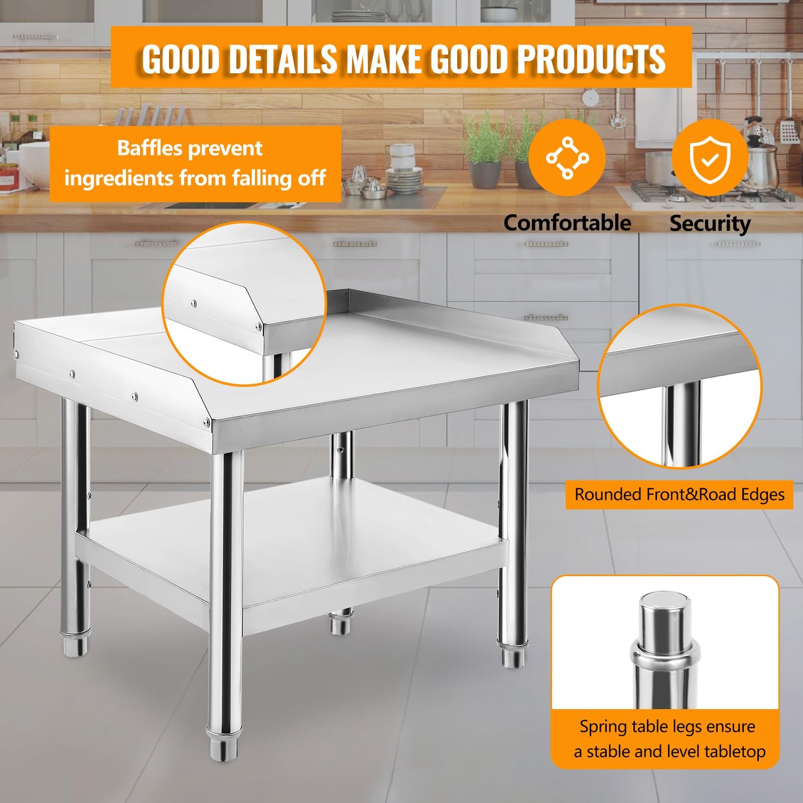 GarveeTech Stainless Steel 36x30x24 in Equipment Grill Stand Table 1000 LBS Top