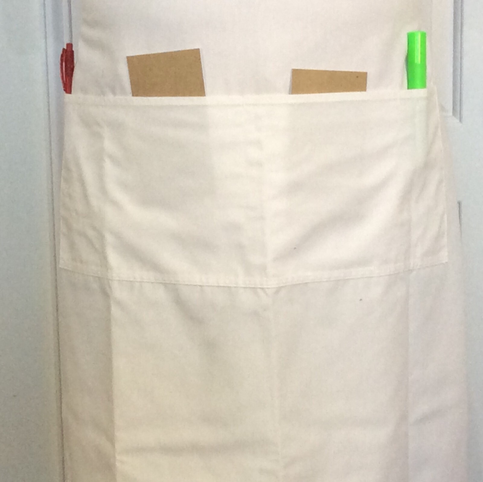 Lot Of 2 Restaurant Waiter Waitress Barista Half Bib 4-Pocket Apron White 30×25