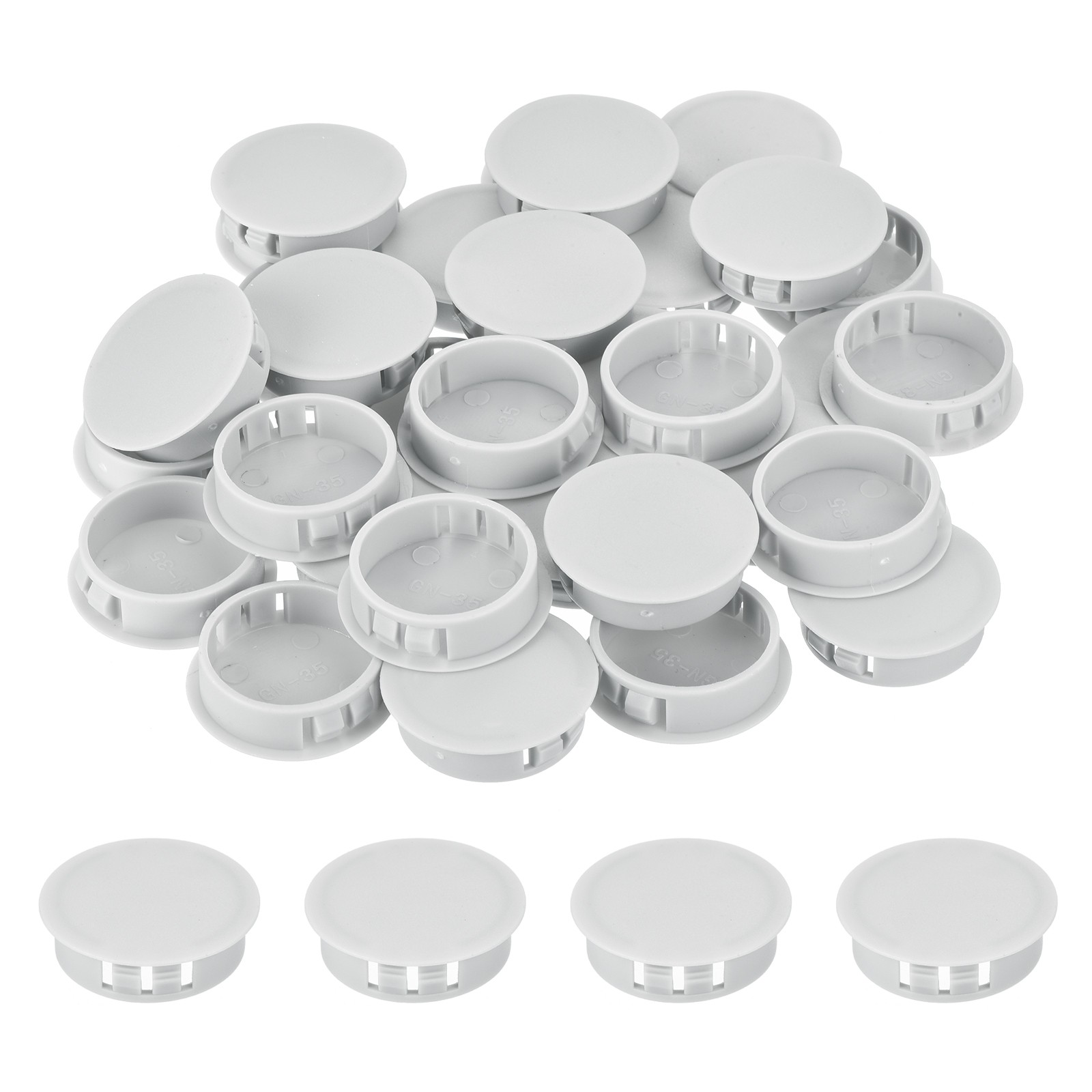 32Pcs 35mm Light Gray Nylon Plastic Round Locking Hole Plugs Insert End Cap