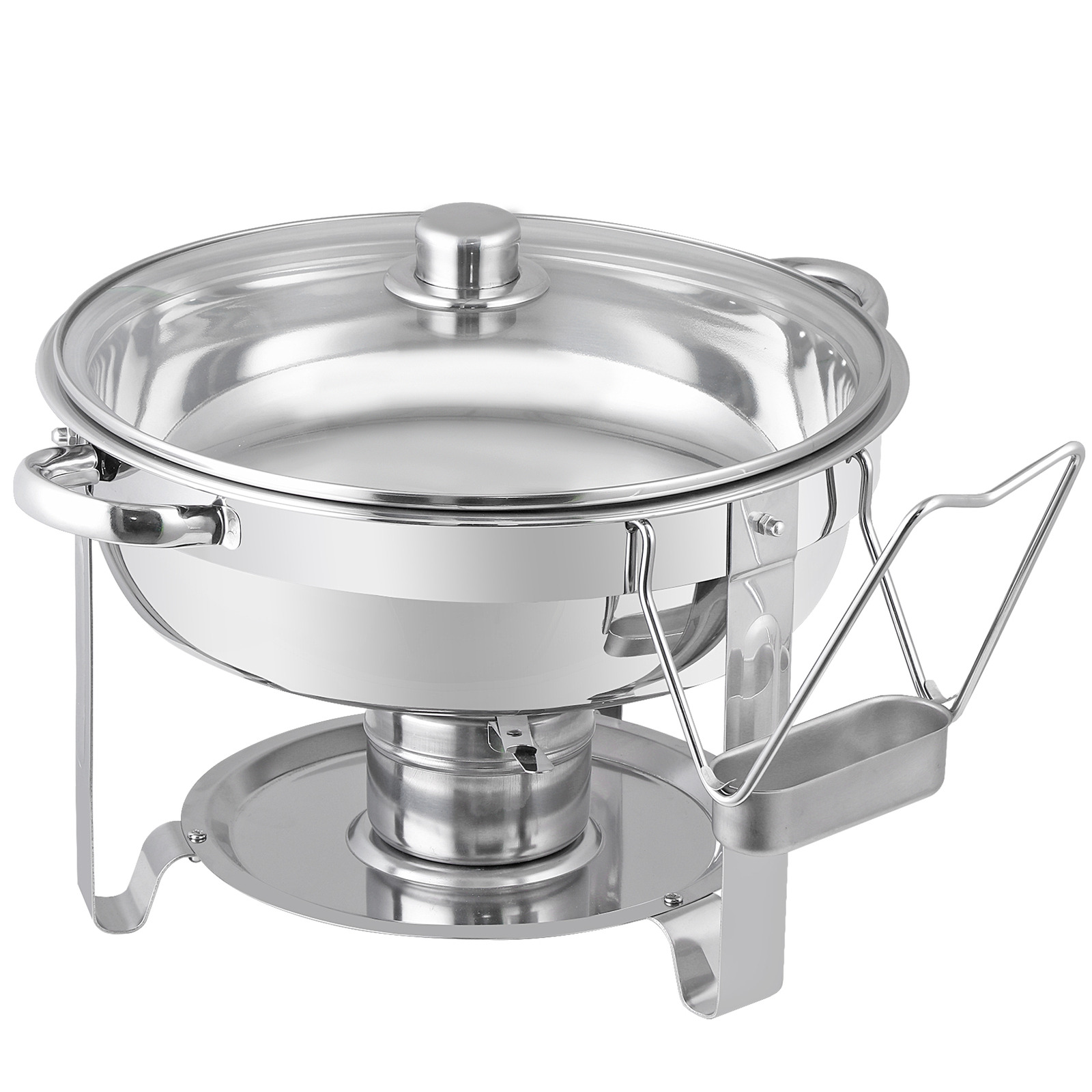 4 Packs Round Chafing Dish 5QT Stainless Steel Chafer Warmer Tray for Catering