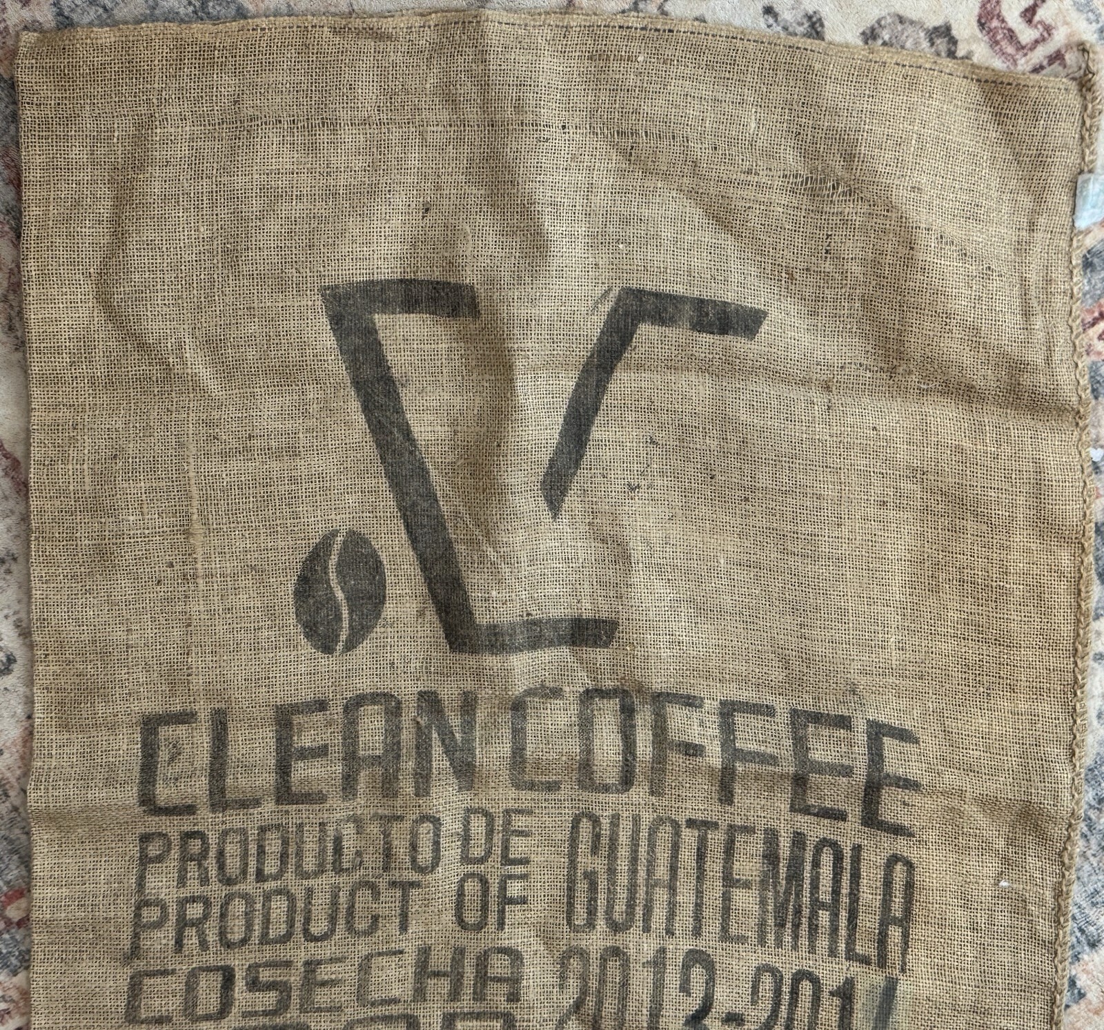 Vintage Guatemala Coffee Burlap Sack Clean Coffee 150 LBS Rustic Farmhouse Decor