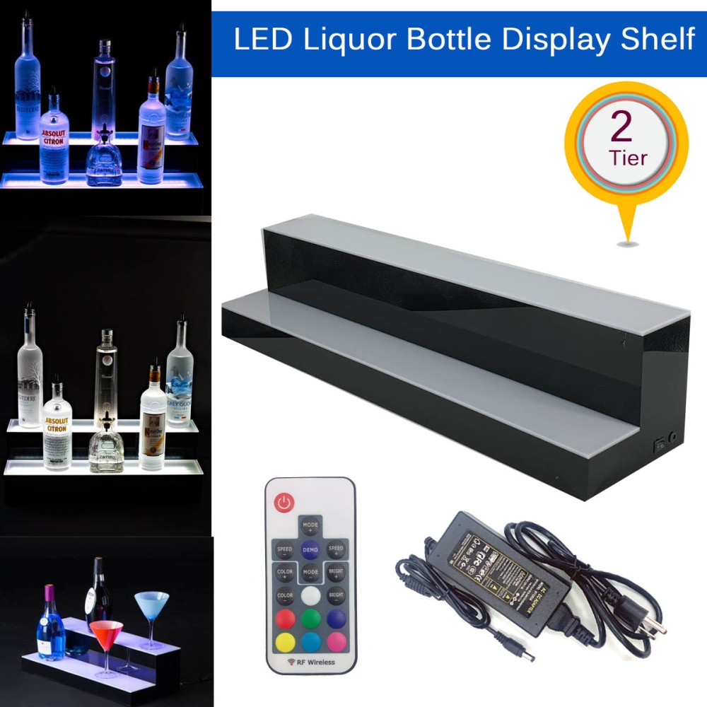 31 Inch Up Back Bar Liquor Display Stand 7 Color LED Glowing Light With Remote