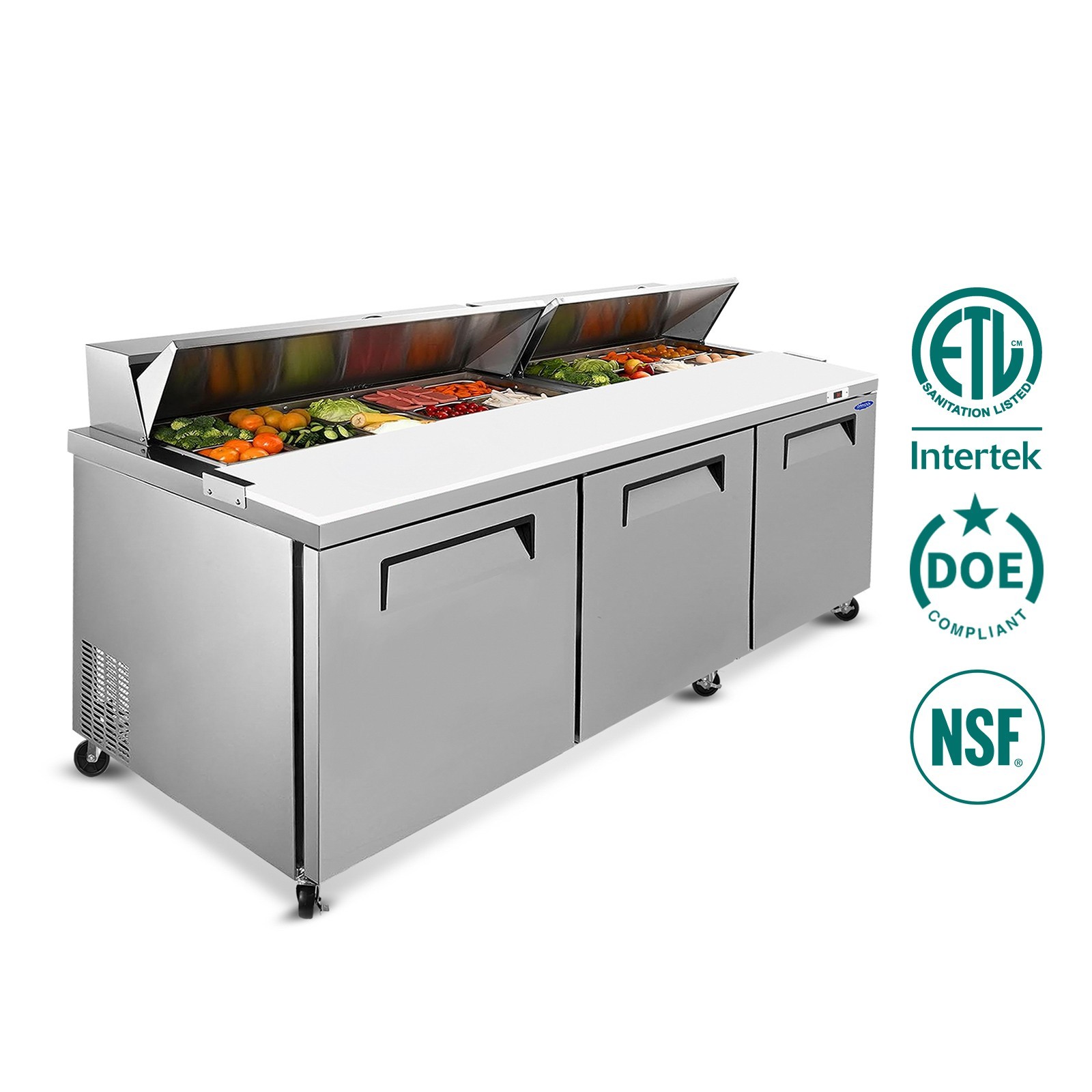 72″ Commercial Sandwich Prep Table Fridge,Ideal for High-Volume Deli&Cafe Prep