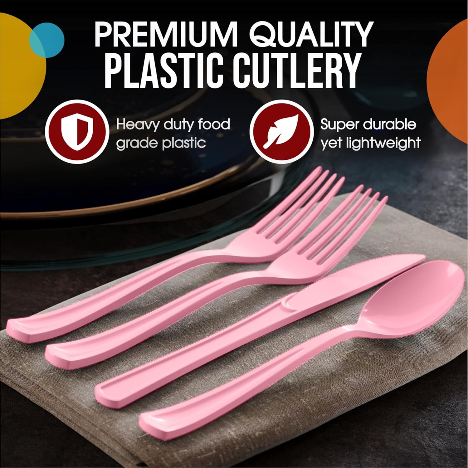 Pink Plastic Silverware Heavy Duty 160 Pcs Pink Plastic Cutlery Set Disposable