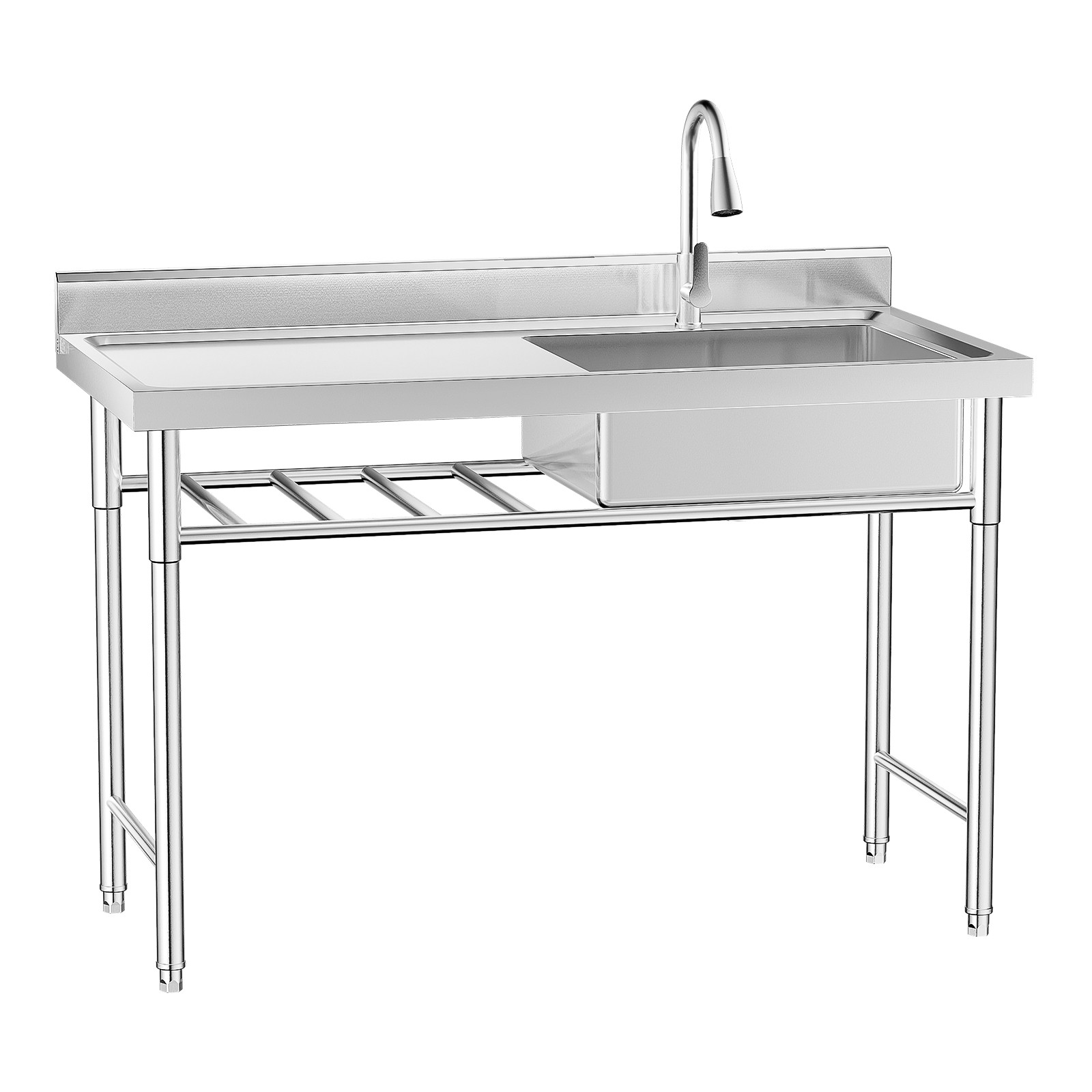 1 Bowl Stainless Steel Commercial Utility Prep Sink Single Bowl w/ Workbench NEW