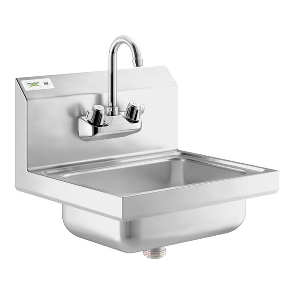 Wall Mounted Hand Sink Gooseneck Faucet Wash Sanitize Easy To Clean 17″ x 15″