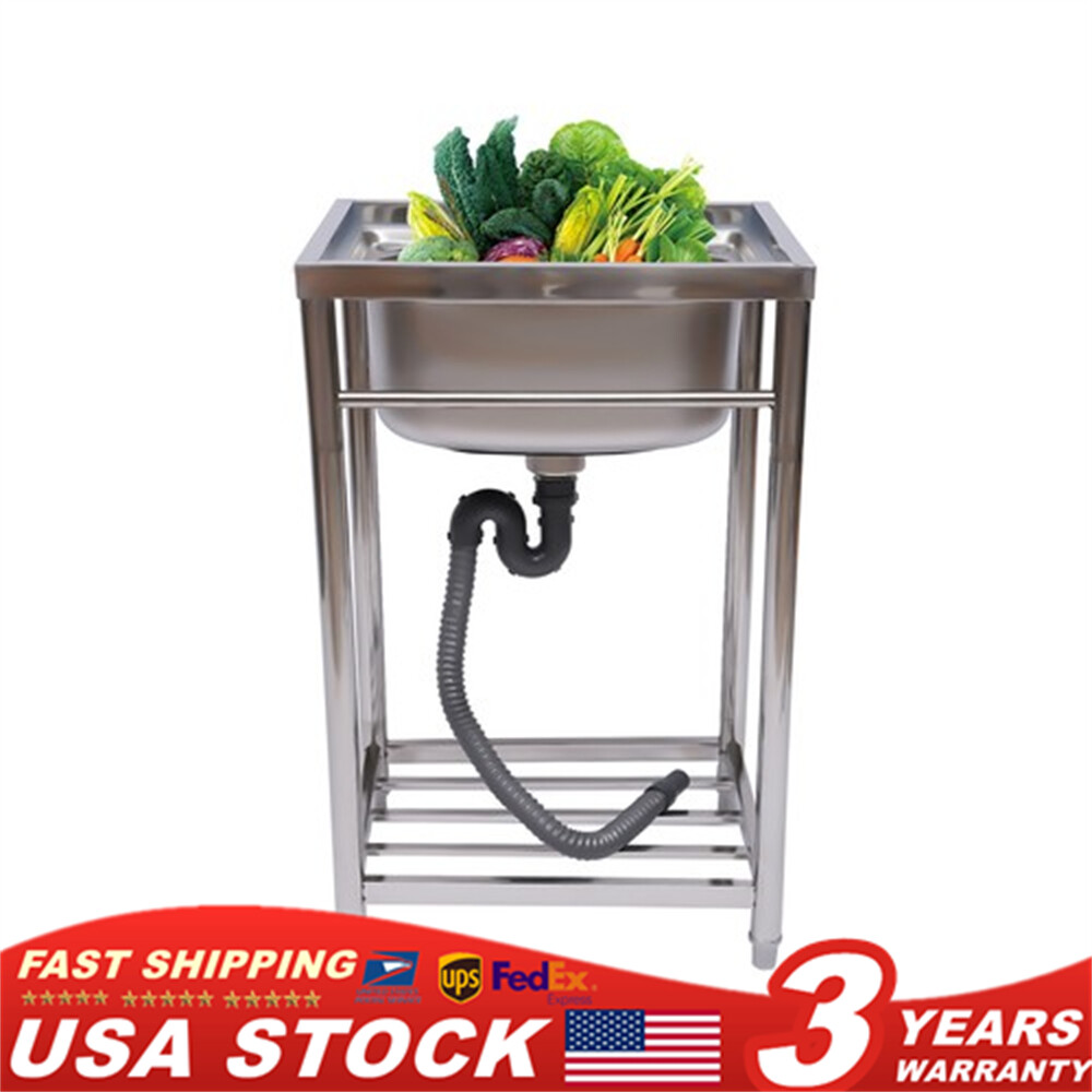 Commercial Utility Sink 1 Compartment Single Basin Kitchen Sink Stainless Steel