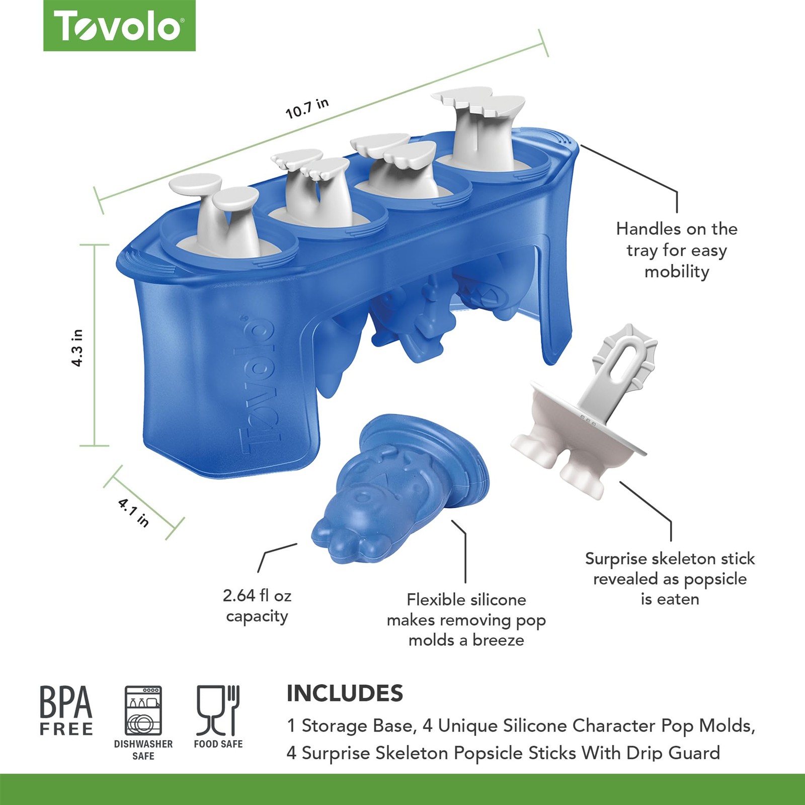 Tovolo, Freezer Pop Molds Monsters Set 4, 1 Count