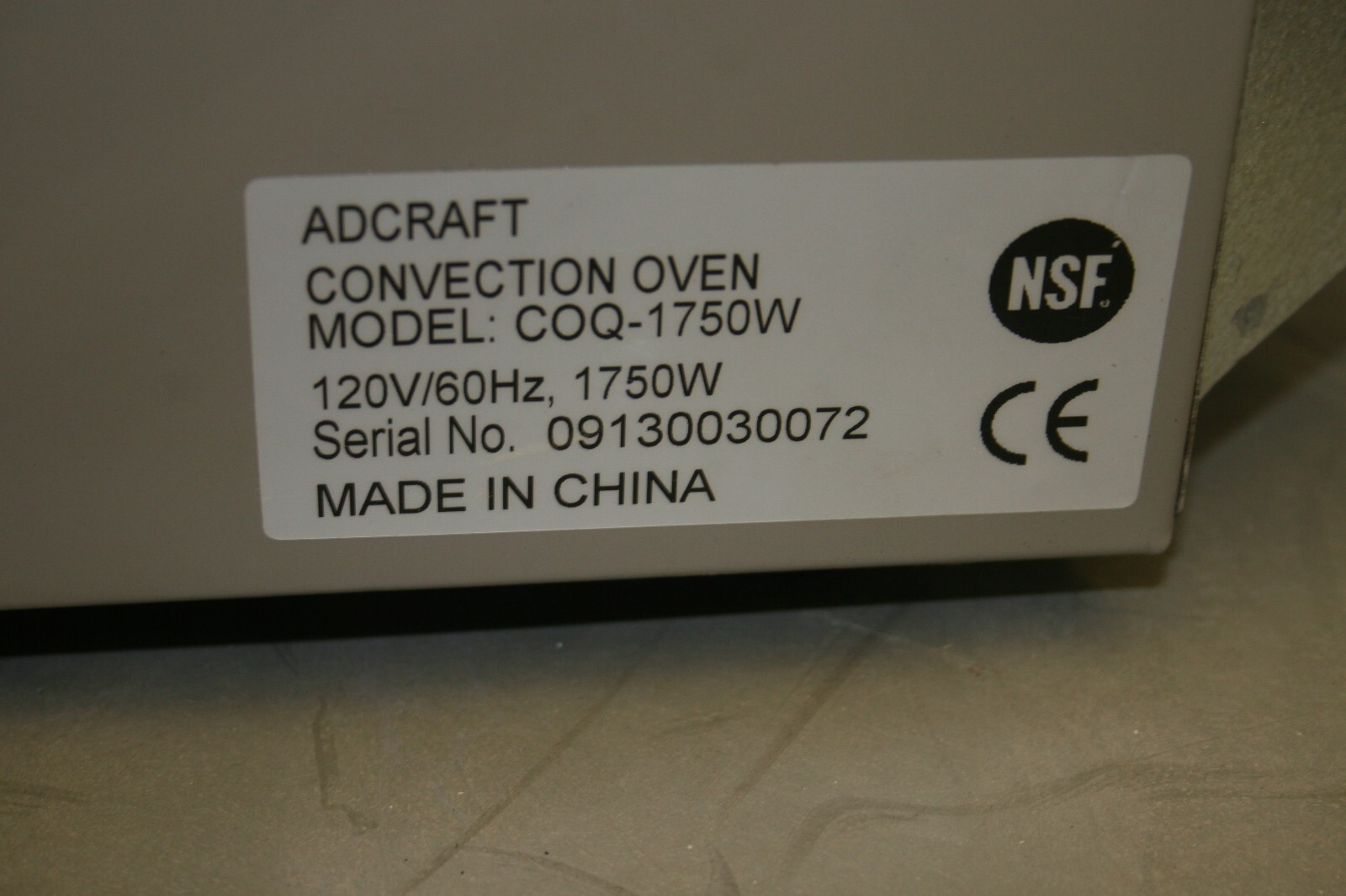Adcraft COQ-1750W Quarter-Size Electric Countertop Convection Oven 120V 60Hz