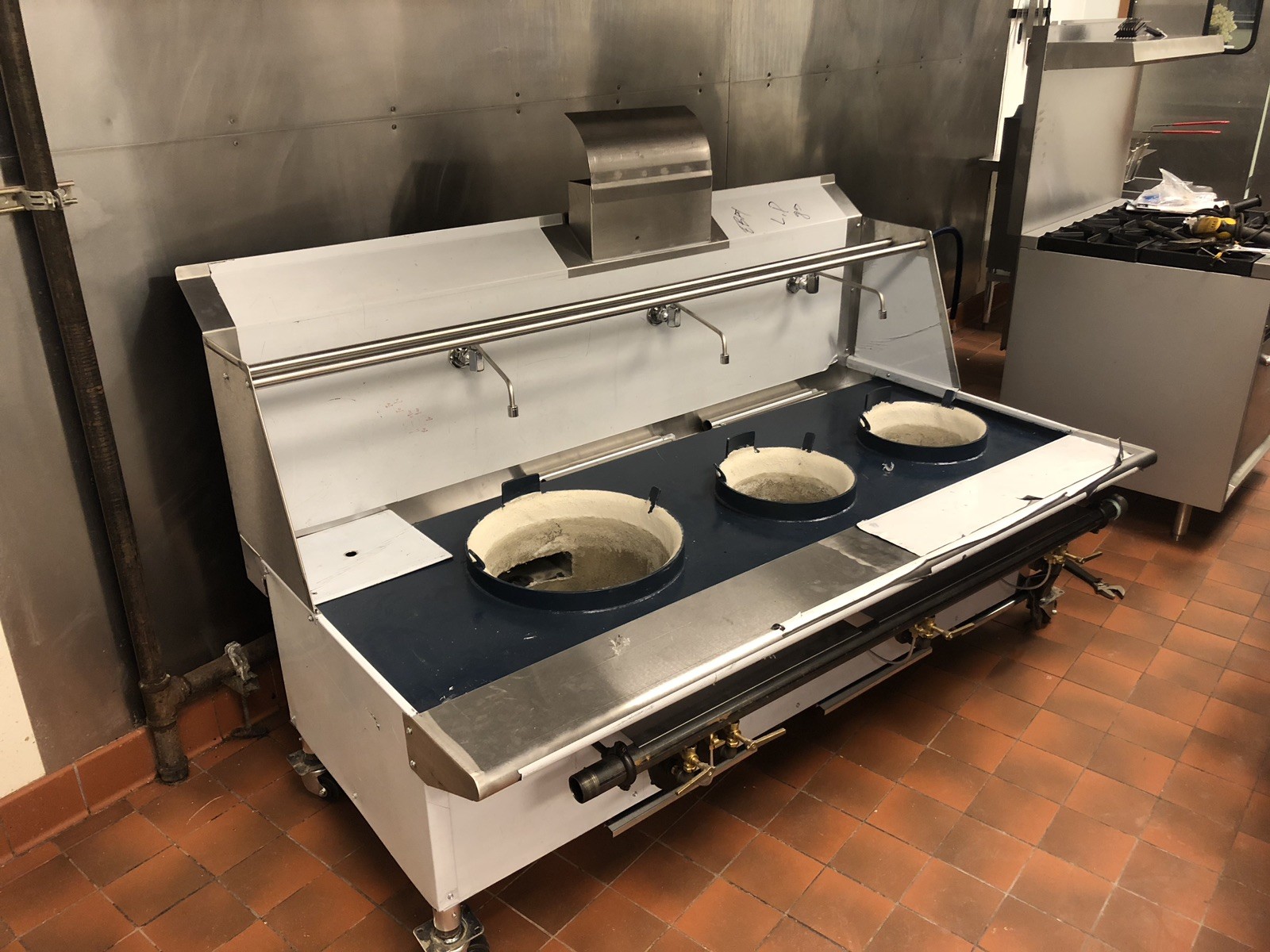 74″ Chinese Wok Three Hole 13″ Duck Burners & 18″ Ring Nat Gas NSF Approved