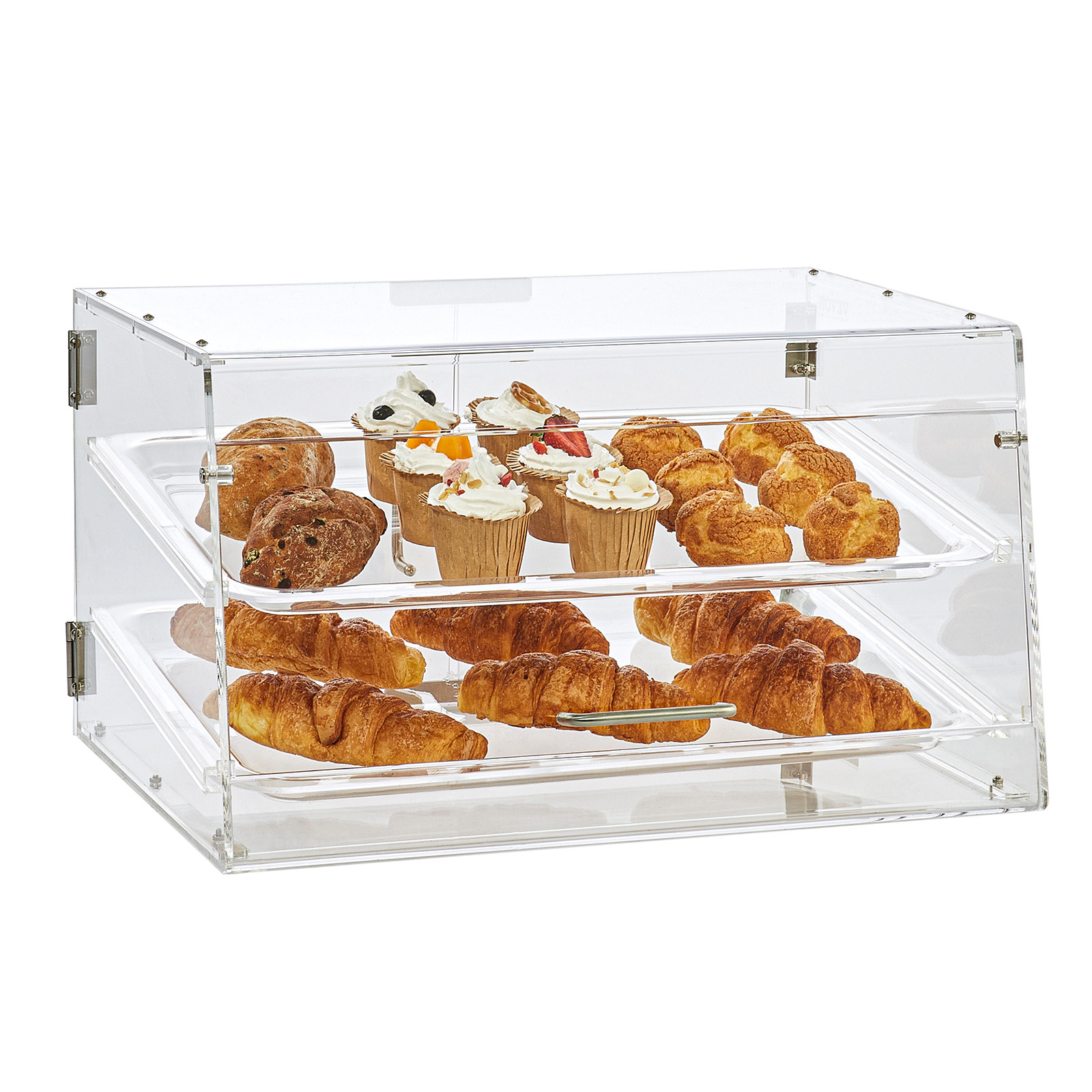 VEVOR 2-Tier Acrylic Bakery Display Case Countertop Donut Pastry Case Rear Door