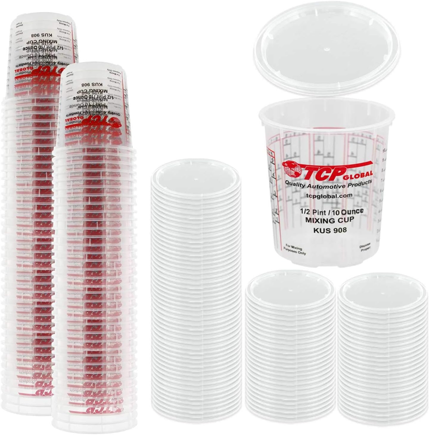 /Tcp Global Full Case of 100 Cups with 50 Lids – 1/2 Pint (10Oz) Paint Mixing Cu