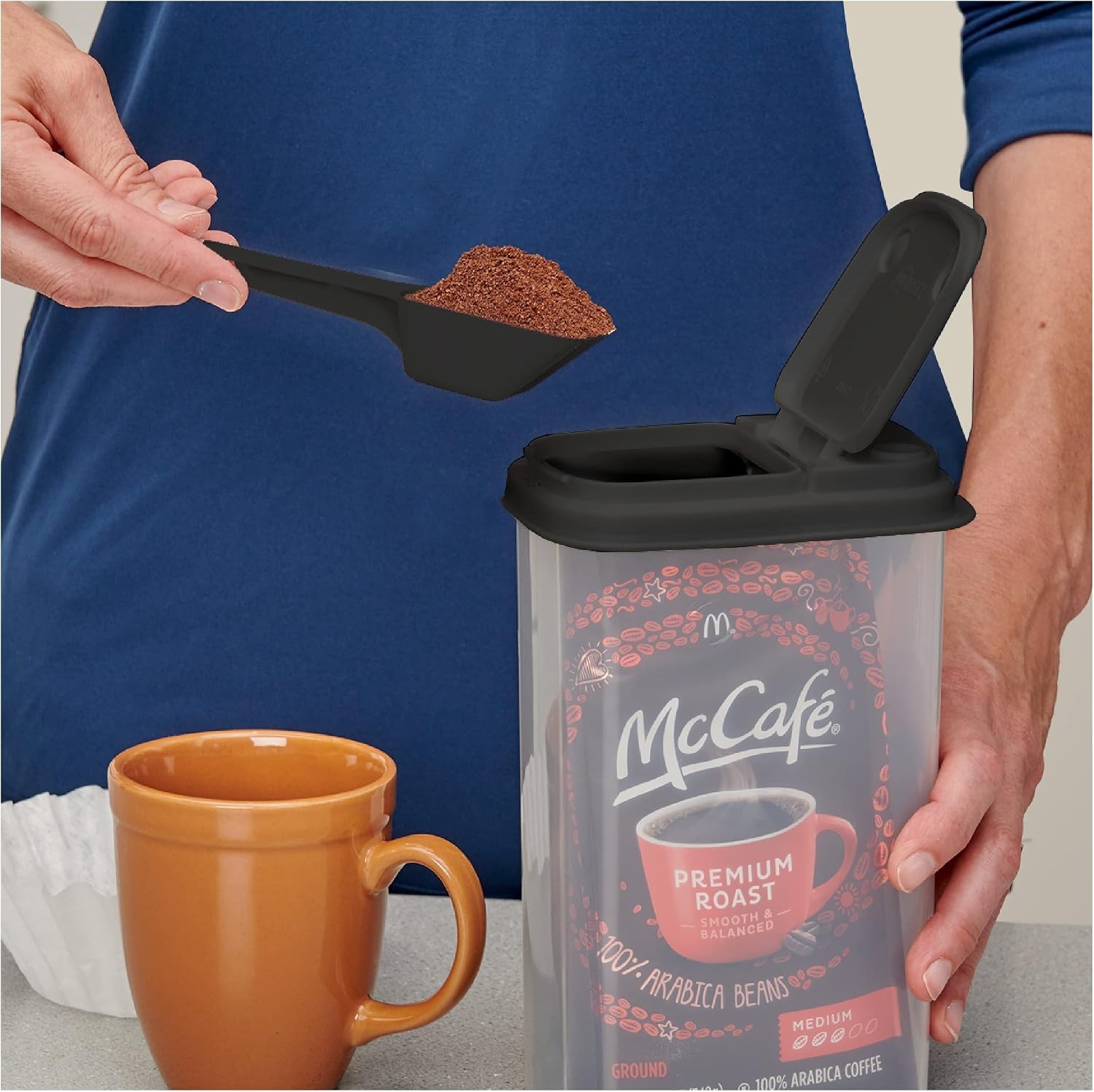 Coffee Bean Storage Container – Canister With Spoon, Suitable for Whole Beans &