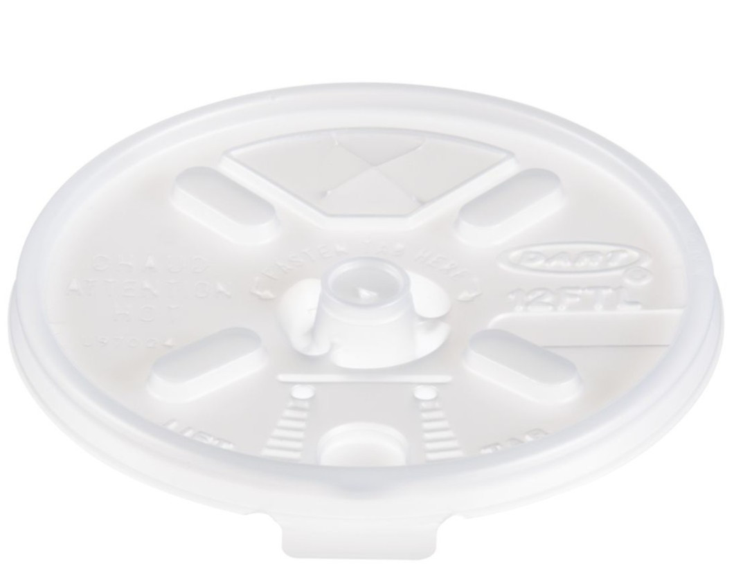 Dart 12FTLS Translucent Lift-n-Lock Straw-Slot Lid Fits 12 oz Foam Cups 1,000/CS