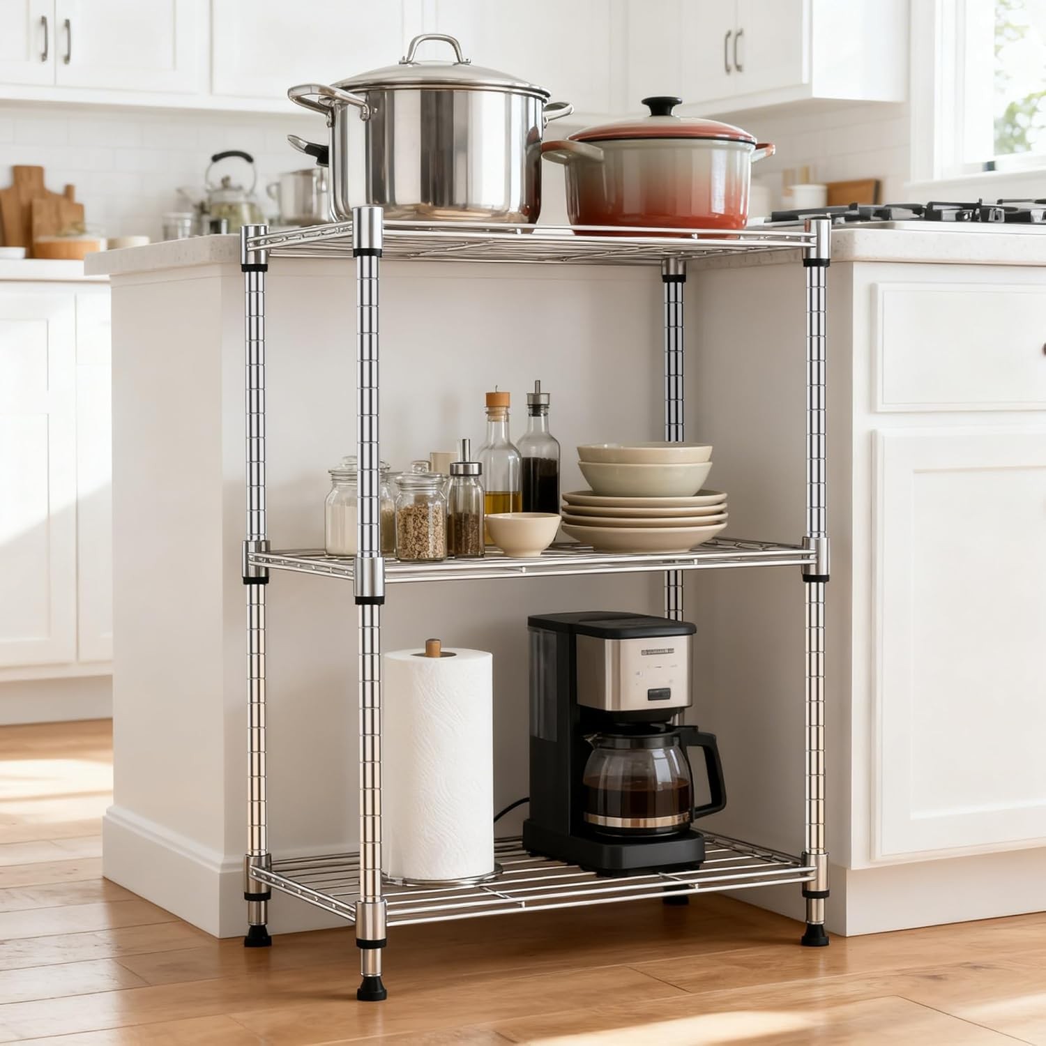 MZG 450 lbs Wire Storage Shelving 3 Tier Utility Shelving Unit Steel Organizer