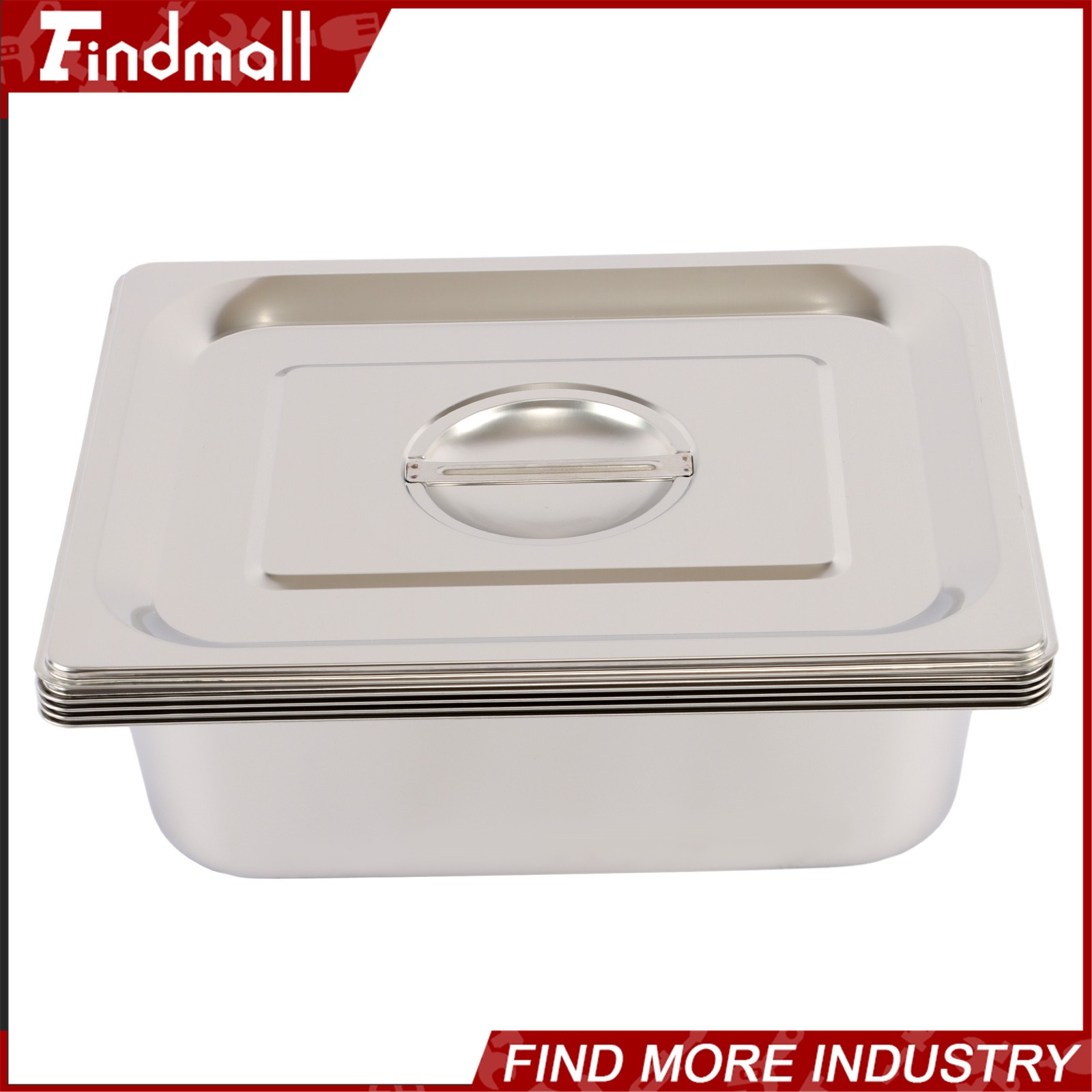 Findmall 4 Pack Hotel Pans 1/2 Size 4″ Deep Stainless Steel Steam Table with Lid