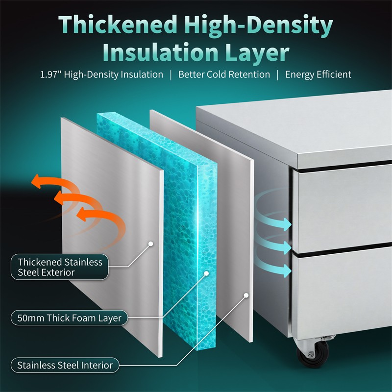 72″ Chef Base Refrigerator Commercial Drawer Prep Table Refrigerator 16 Cu.Ft