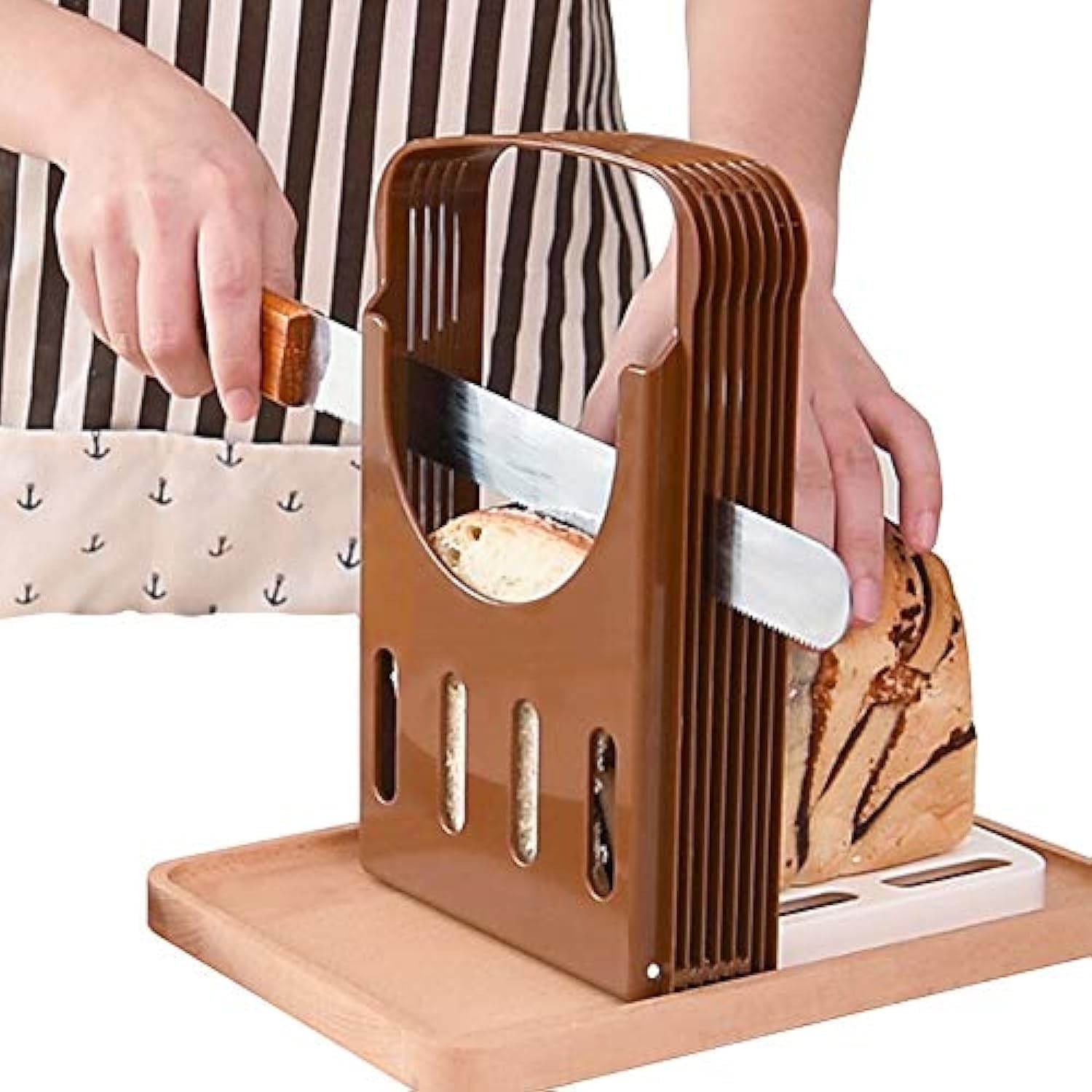 TCOTBE, Foldable Compact Bread Slicing Guide – Bake Slicer Cutter for Brown
