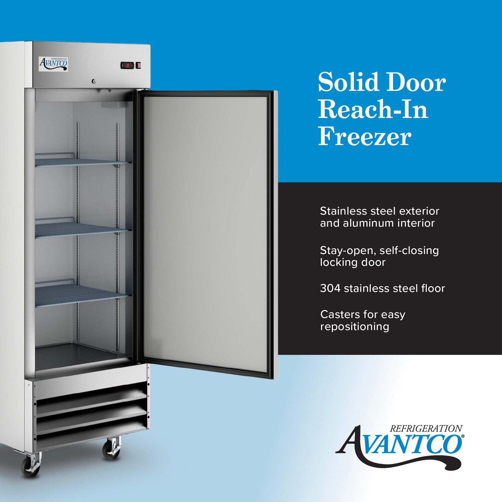 29″ Solid Door Reach-In Freezer