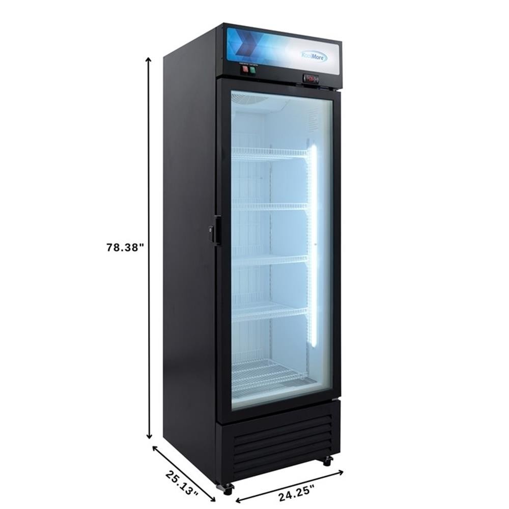 Pemberly Row 24″ One Glass Door Merchandiser Freezer 12 cu. ft. in Black