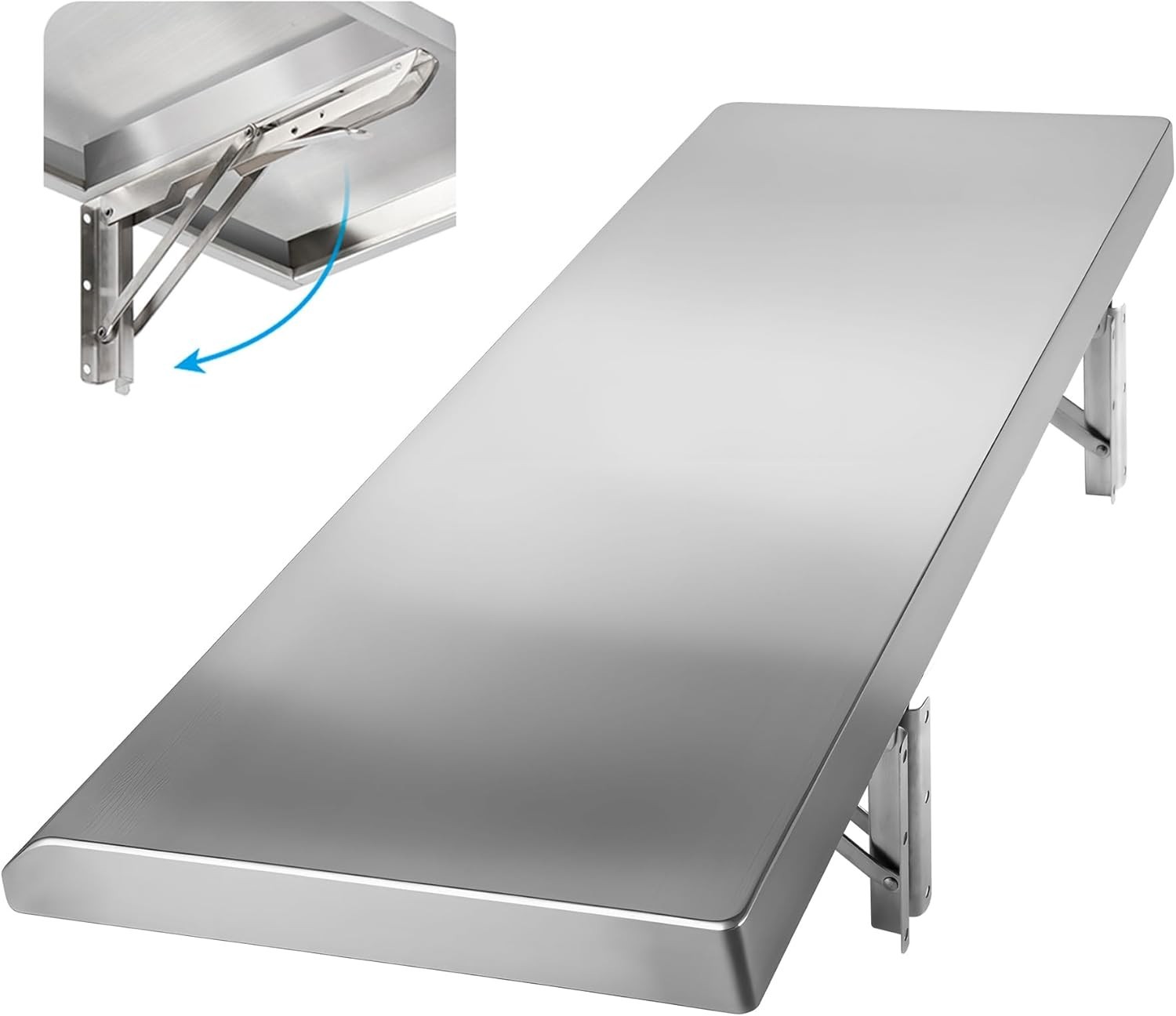 Folding Concession Shelf 36 x 12 Stainless Steel Drop Down Folding Serving